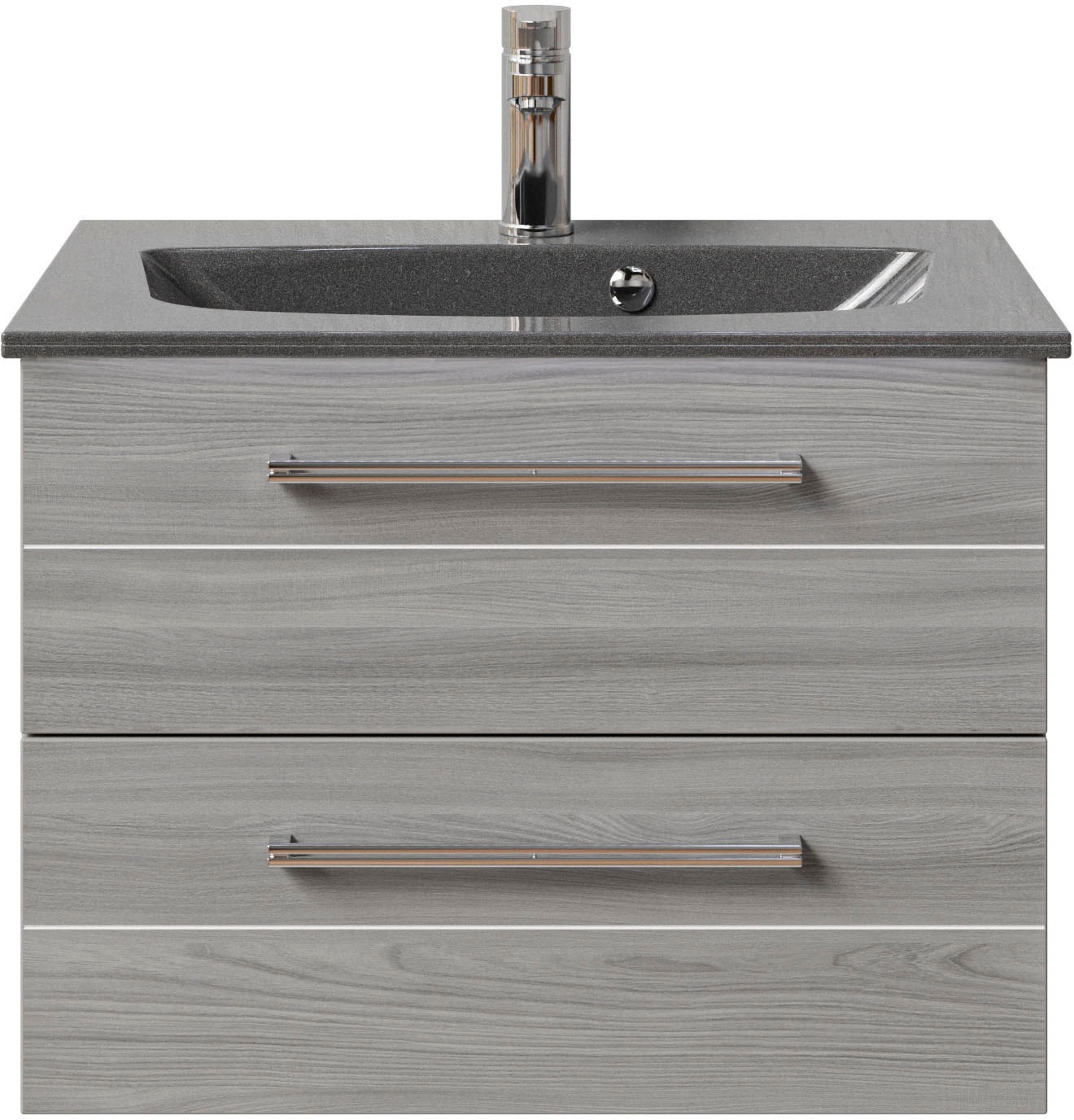 Saphir Waschtisch »Serie 6025 Mineralmarmor-Waschtisch mit Unterschrank, 67 cm breit«, Waschplatz mit 2 Schubladen, hängend, verschiedene Ausführungen