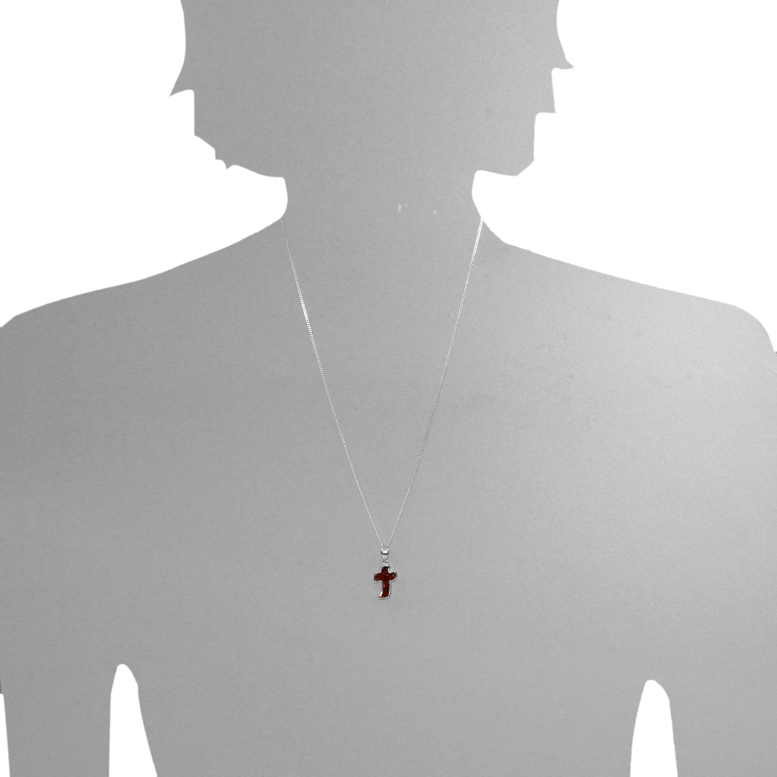 OSTSEE-SCHMUCK Kette mit Anhänger »Ostsee-Schmuck Kette mit Anhänger Kreuz 17x11 mm«, (2 tlg.)