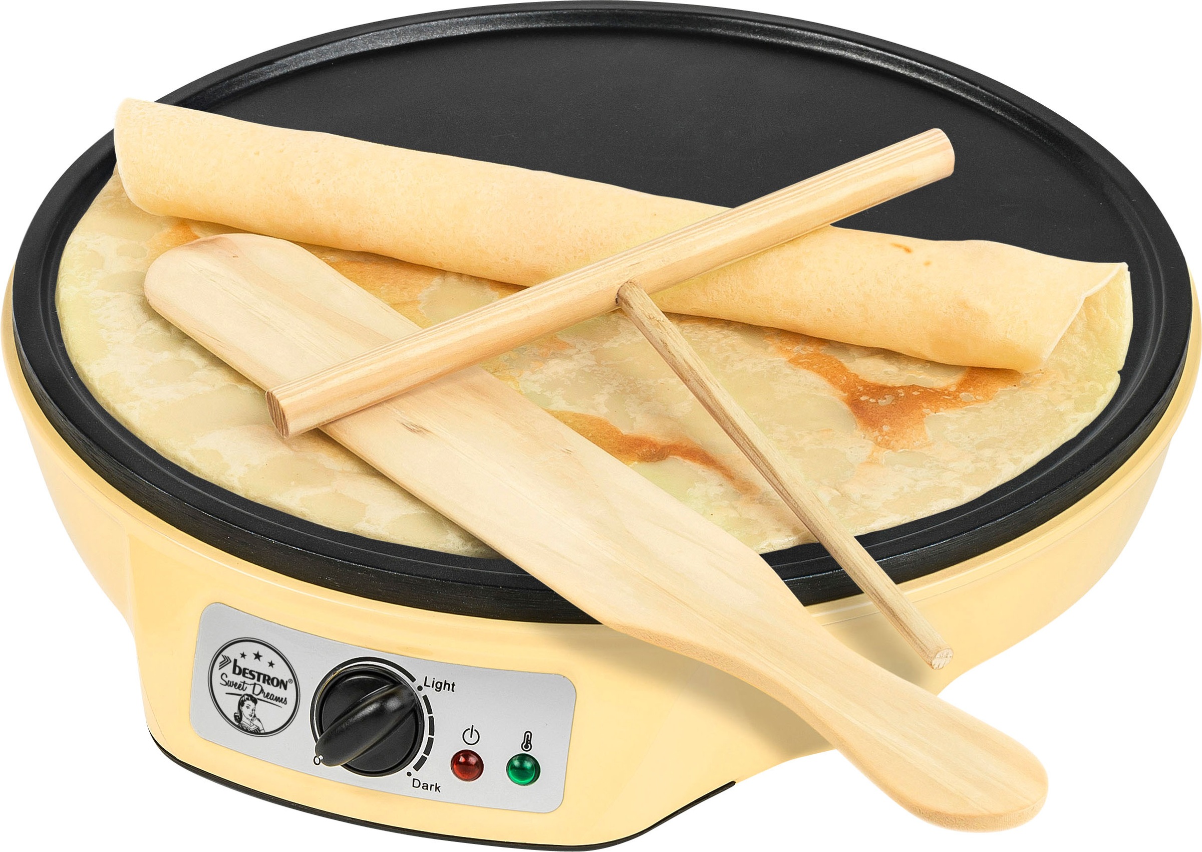 bestron Crêpesmaker »ASW602 Sweet Dreams«, 1000 W, Ø 30 cm, inkl. Teigverteiler & Crêpes-Wender, Antihaftbeschichtung