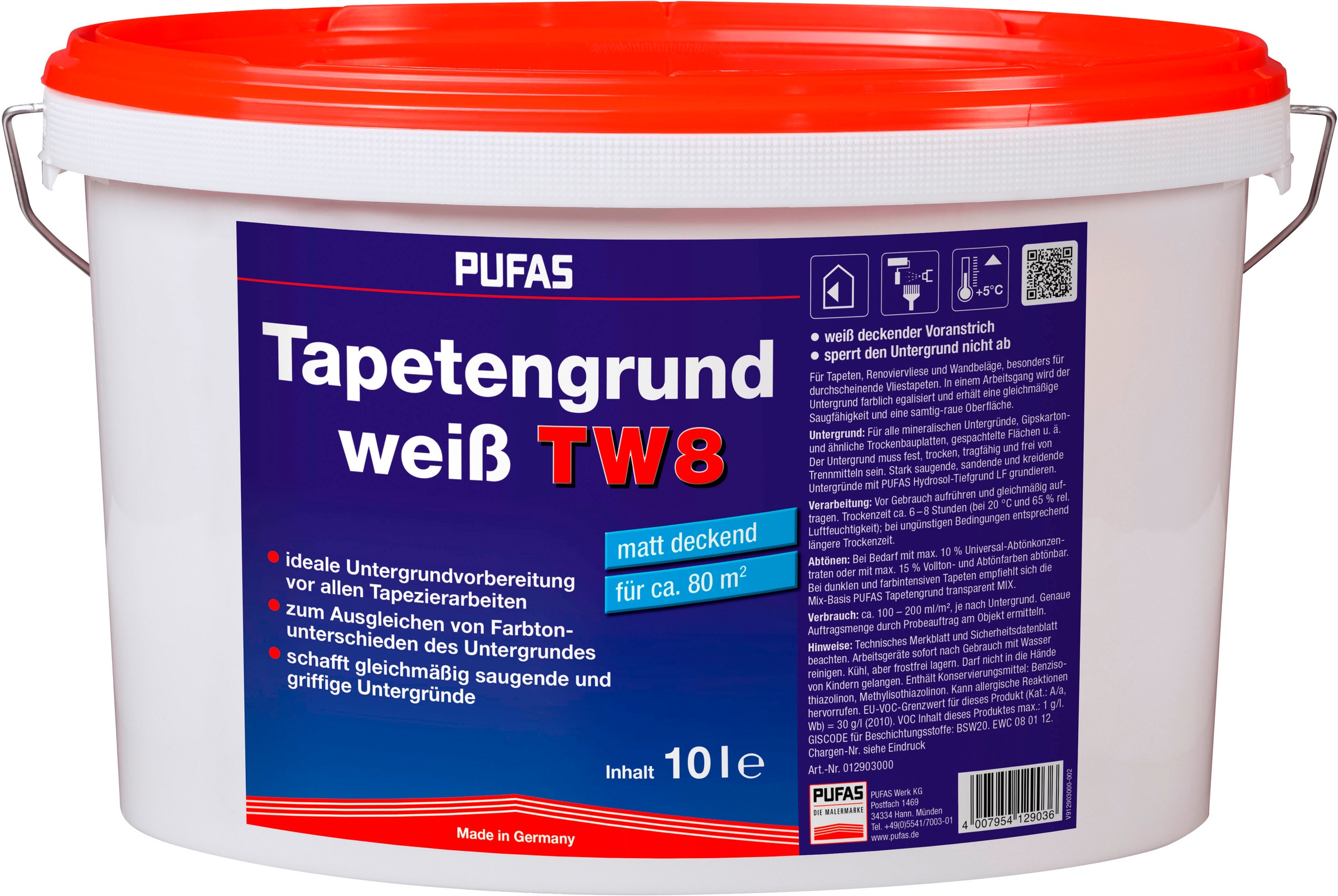 PUFAS Grundierfarbe »TW8«, Tapetengrund weiß, 10 Liter kaufen