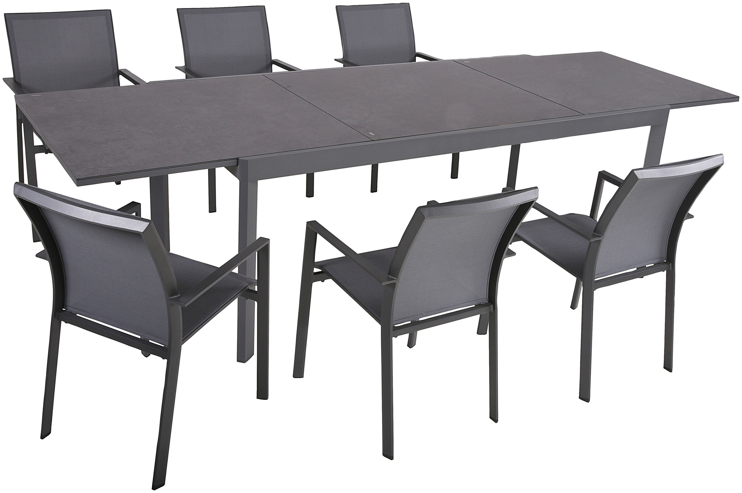 Garden Pleasure Garten-Essgruppe »NEREA« 1x Ausziehtisch, 6x Stapelstuhl, 7 günstig online kaufen