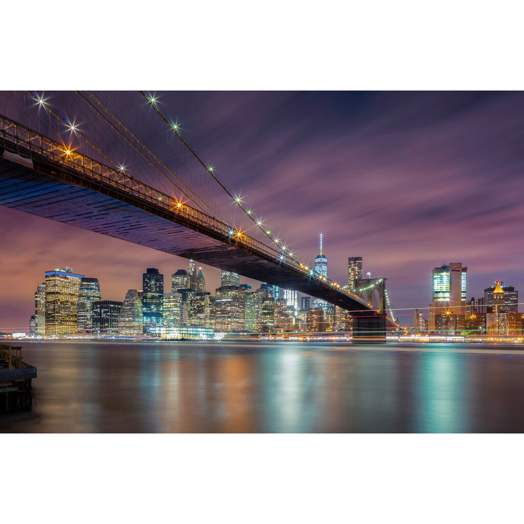 Papermoon Fototapete »Photo-Art MICHAEL ZHENG, BROOKLYN BRIDGE NACHTS«