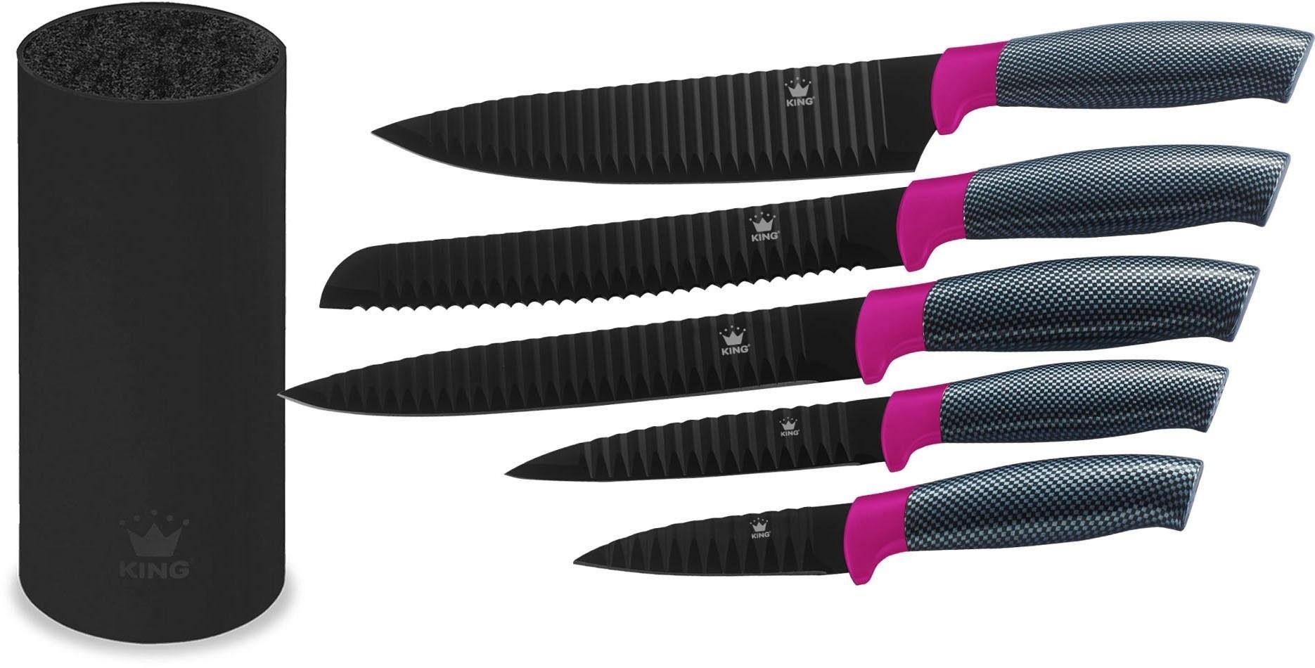 KING Messerblock »Carbon Optic« 6 Stk. Wellenschliff günstig online kaufen