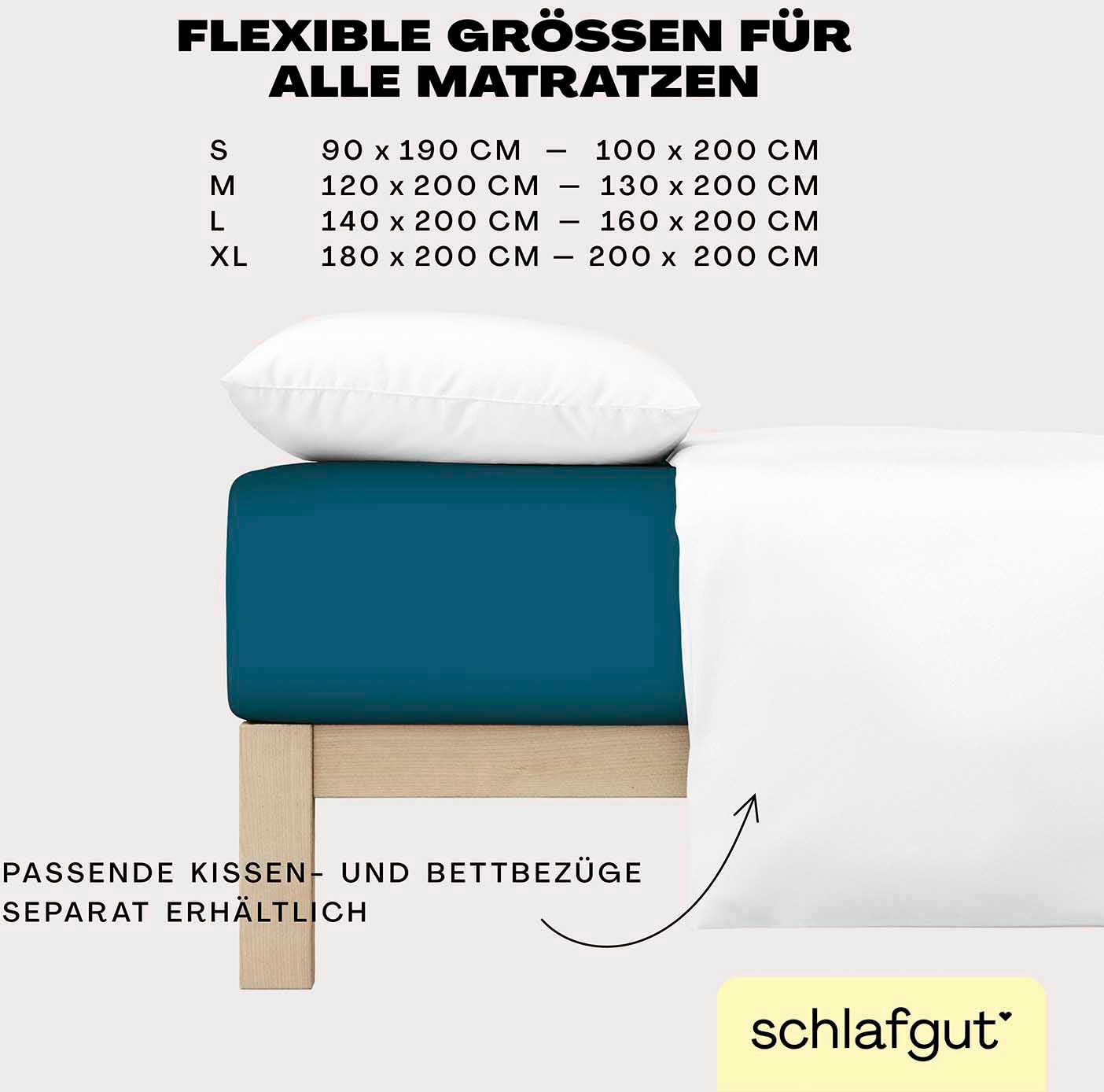 Schlafgut Spannbettlaken »EASY aus 100% Baumwolle, weich & saugfähig, Marken-Bettlaken«, für Matratzen bis 22 cm Höhe, in 90x200, 140x200 oder 180x200 cm