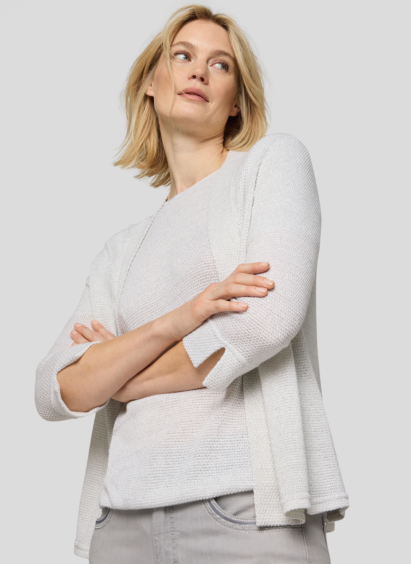 Rabe Strickjacke ohne Verschluss, mit Glitzer-Details