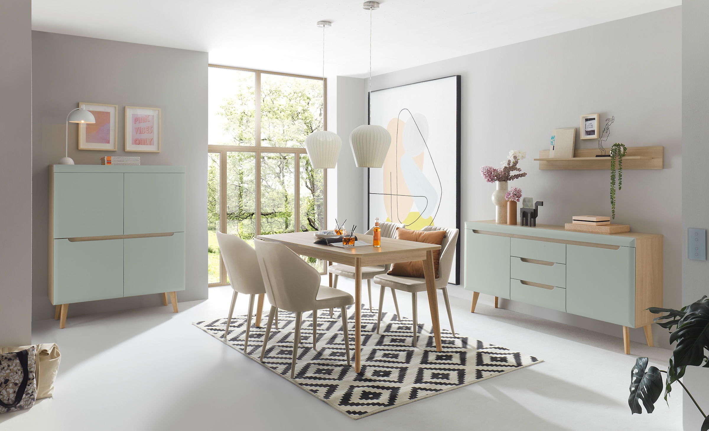 INOSIGN Sideboard »Torge, Anrichte, Kommode, Schubladenschrank«, (1 St.), abgeschrägte Füße, drei Farben, Scandi Design, 160 cm breit