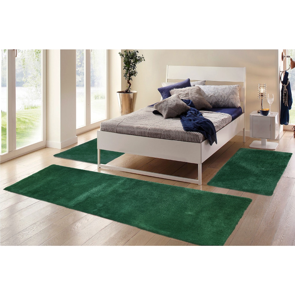 my home Hochflor-Bettumrandung »Microfaser Teppich Magong, besonders weich, sehr feiner Flor«, (3 tlg.)