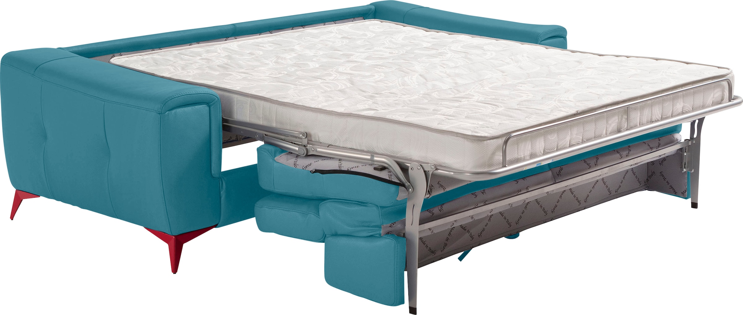 Egoitaliano Schlafsofa »Francine, Designsofa, Loungesofa mit Dauerschlaffunktion, Bettfunktion«, hochwertiger Metallbettrahmen & Matratze, Kopfteil manuell verstellbar