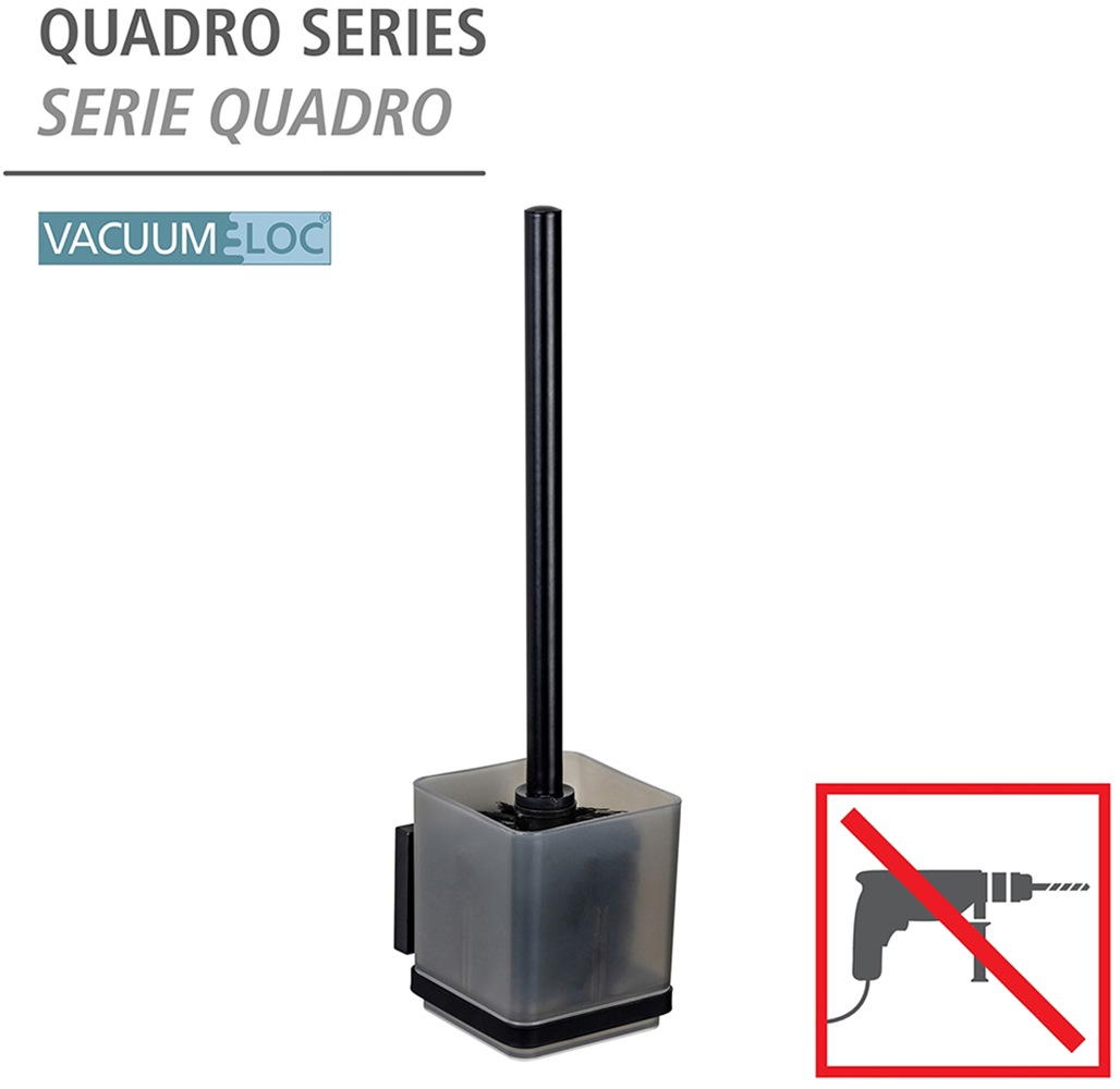 WENKO WC-Garnitur »Vacuum-Loc® Modell Quadro«, aus Edelstahl-Kunststoff, WC-Bürstenhalter mit Klobürste zur Wandbefestigung ohne Bohren