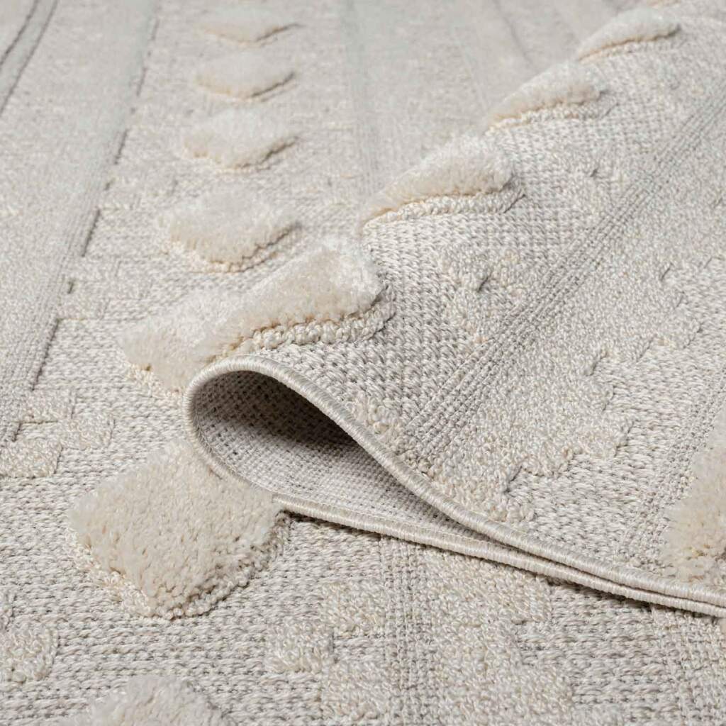 Carpet City Hochflor-Teppich »VALENCIA 930«, rechteckig, 20 mm Höhe, Boho-Stil, Hochtief-Muster/ 3D-Effekt, mit Fransen