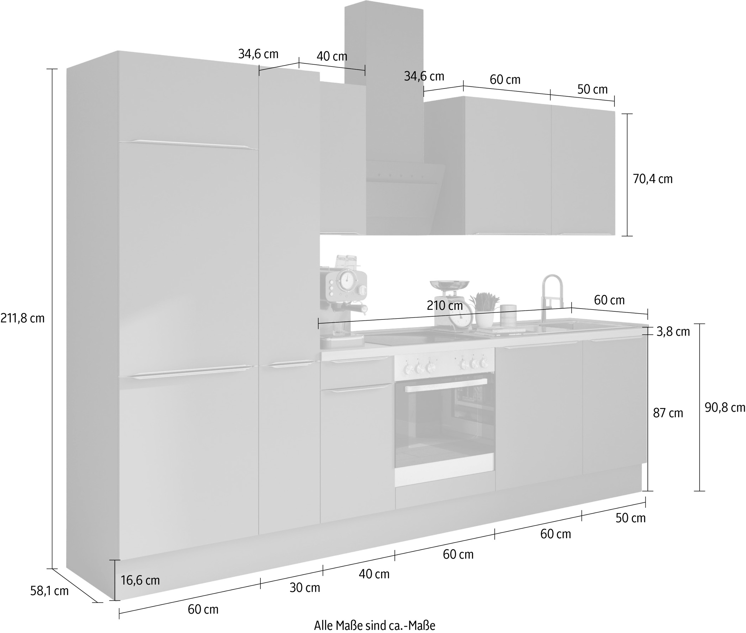 OPTIFIT Küchenzeile »Aken«, ohne E-Geräte, Breite 300 cm