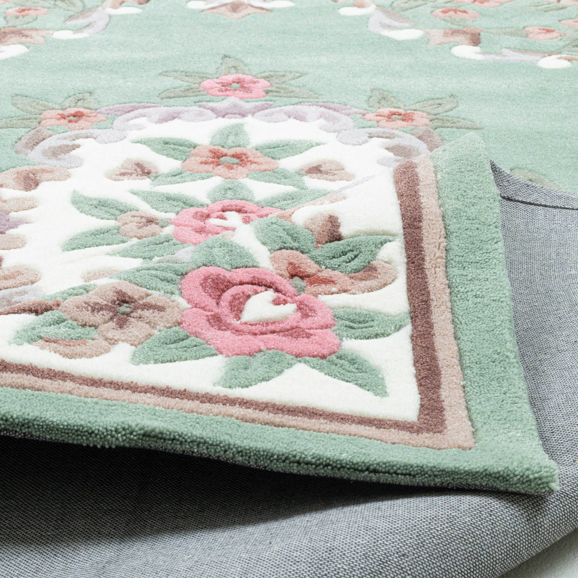THEKO Teppich »Ming« rechteckig 14 mm Höhe handgefertigt, Pastell-Farben, florales Design, Wohnzimmer