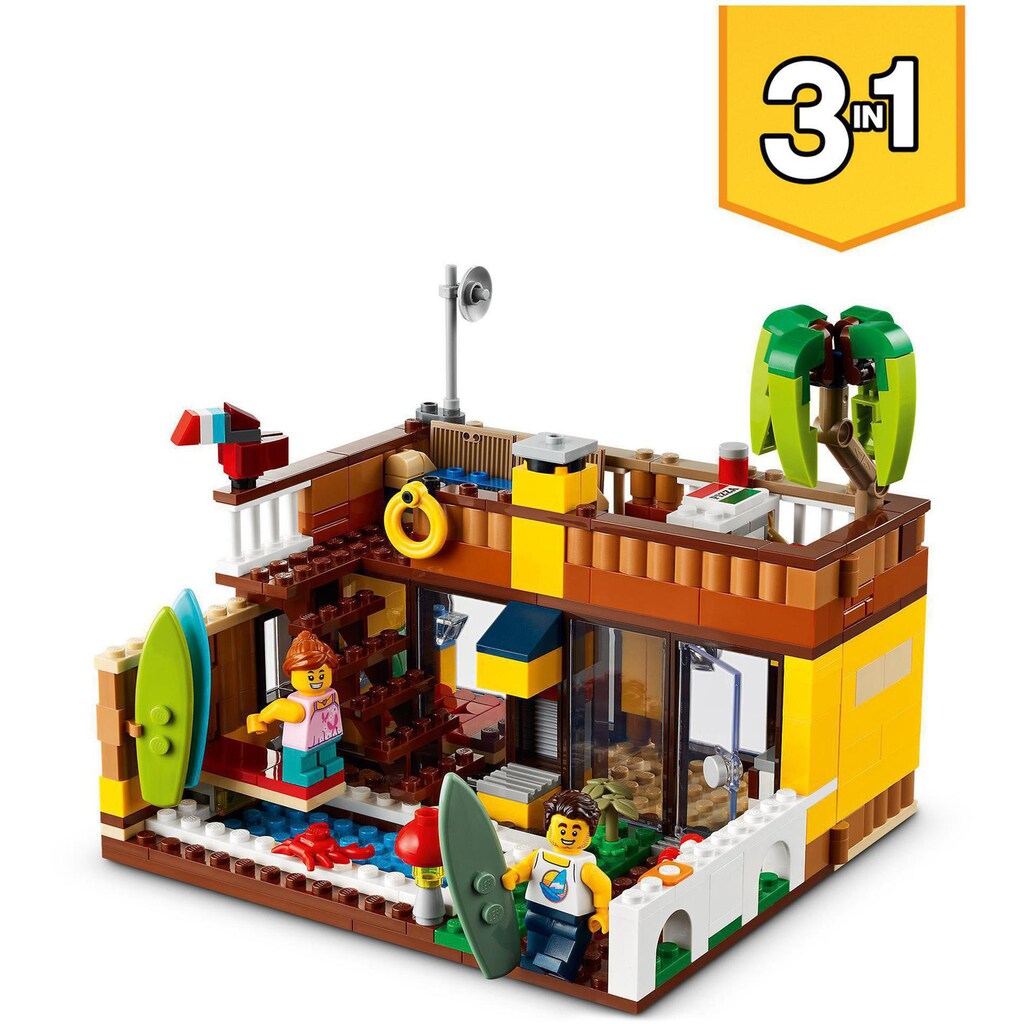 LEGO® Konstruktionsspielsteine »Surfer-Strandhaus (31118), LEGO® Creator 3in1«, (564 St.)