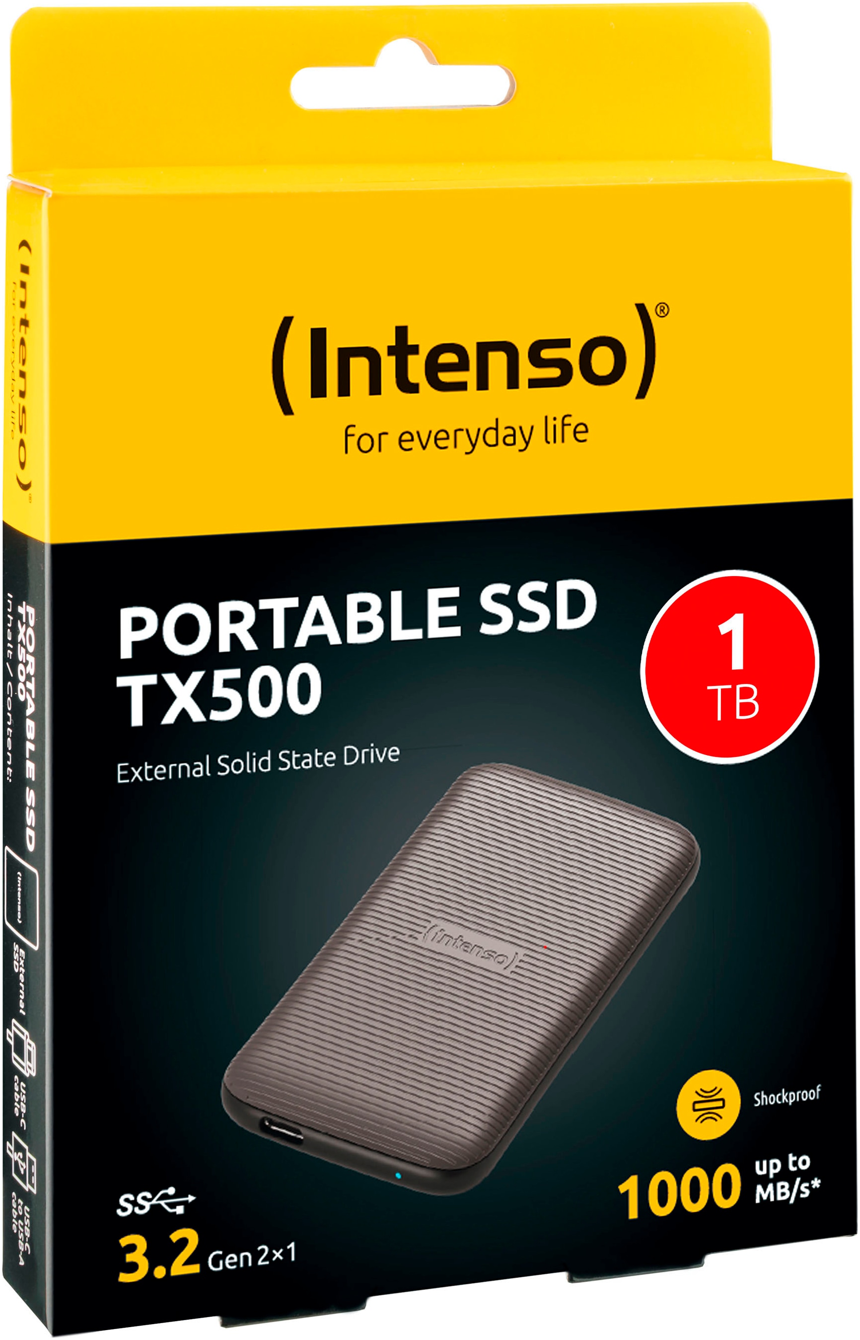 Intenso externe SSD »TX500 1TB Lesen/Schreiben bis zu 1000 MB/s«, Anschluss USB 3.2 Gen-2