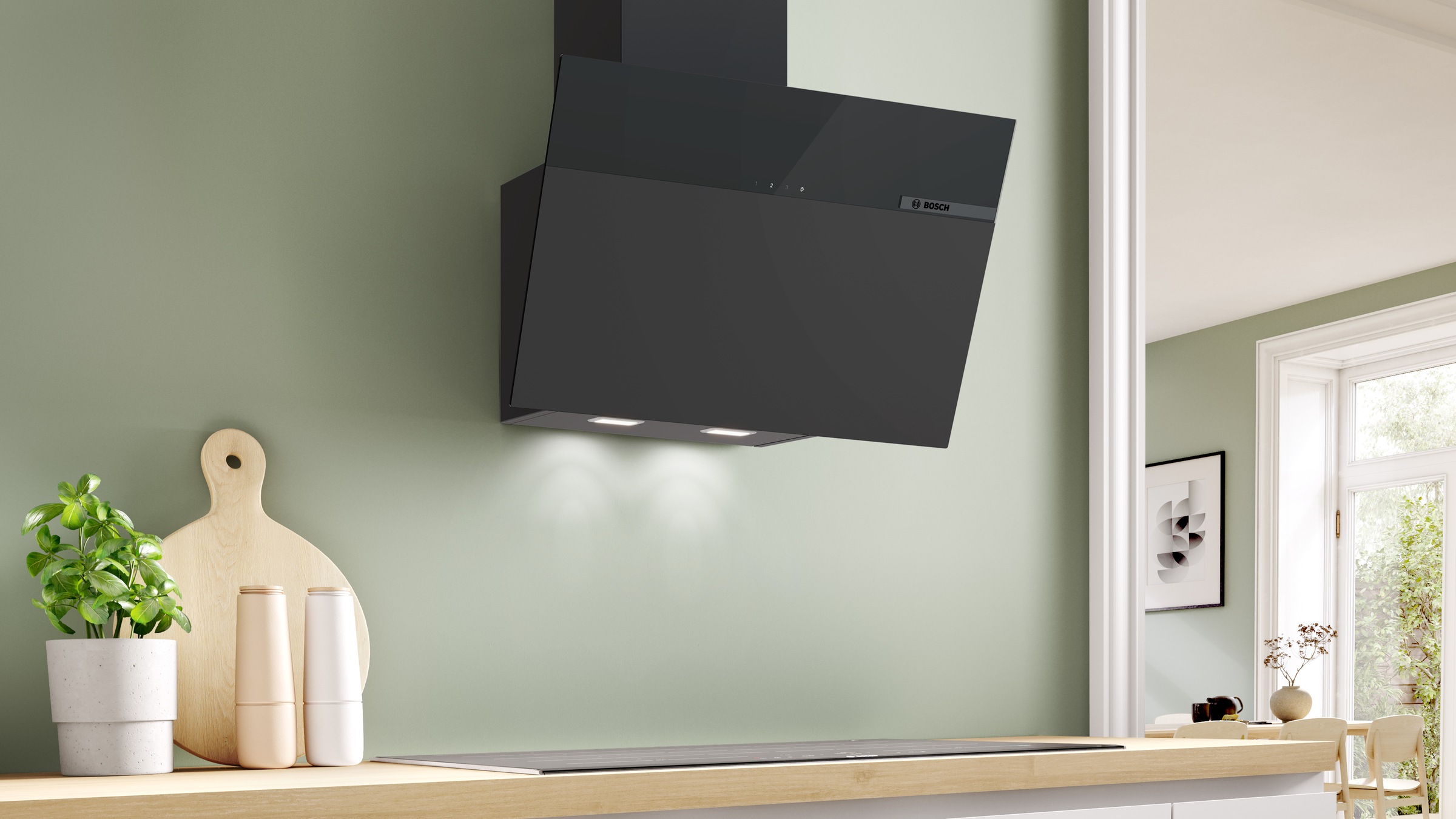 BOSCH Kopffreihaube »DWK65DFA1« Serie Serie 4 LED-Beleuchtung und langlebiger Metall-Fettfilter