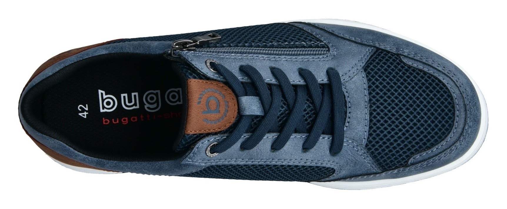 bugatti Sneaker  , Freizeitschuh, Halbschuh, Schnürer mit Kontrastbesatz an der Ferse