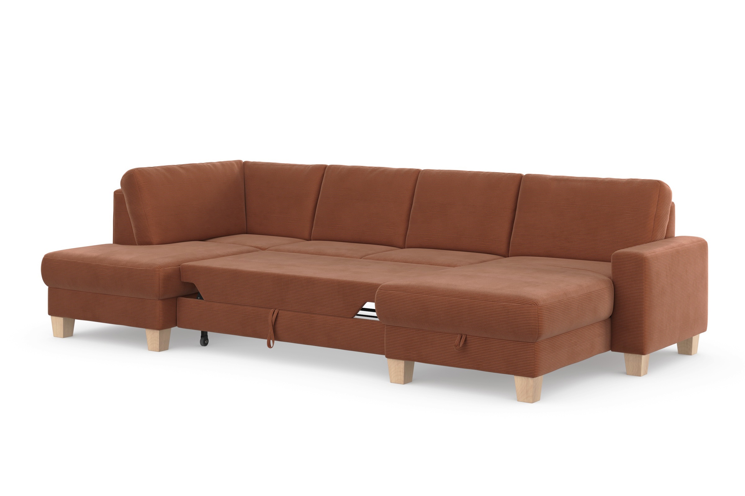 Home affaire Wohnlandschaft »Summer U-Form«, mit oder ohne Bettfunktion und Bettkasten, Cord-Bezug