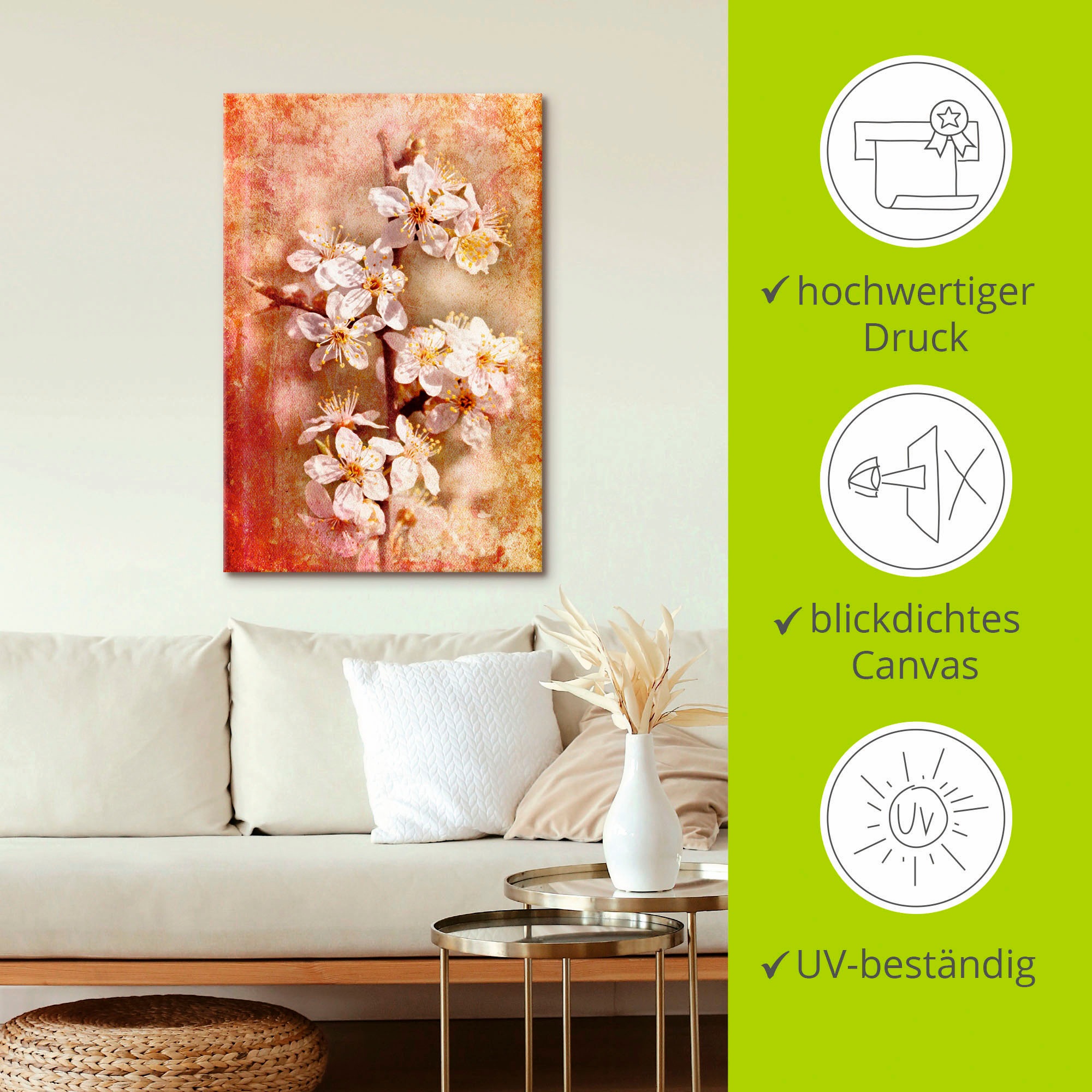 Artland Wandbild »Kirschblüten«, Blumen, (1 St.), als Leinwandbild, Poster in verschied. Größen
