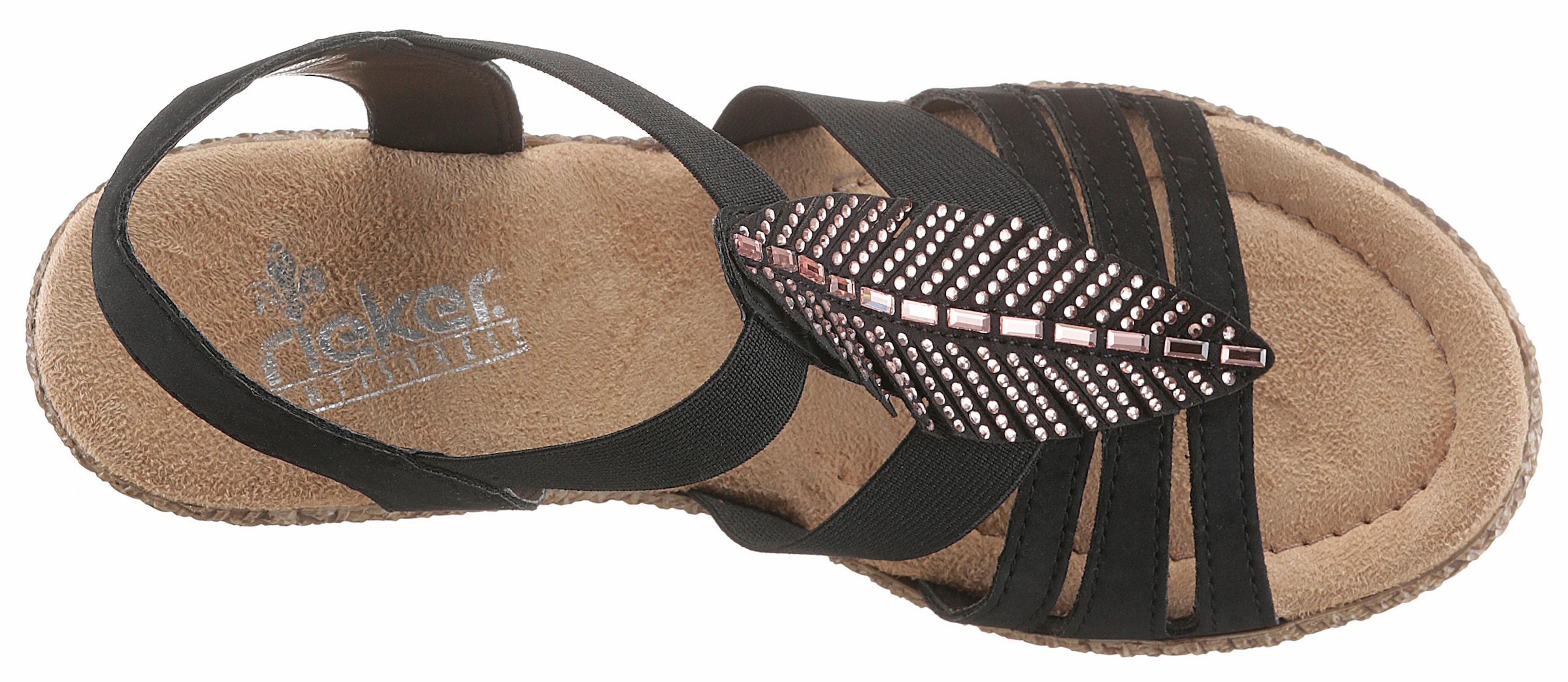 Rieker Sandalette  , Sommerschuh, Sandale, Plateauabsatz, mit Strass-Steinchen verziert