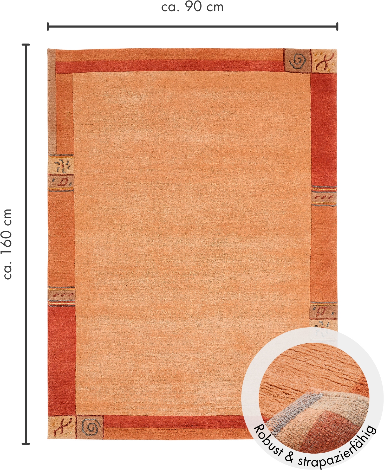 LUXOR living Wollteppich »India«, rechteckig, 20 mm Höhe, reine Wolle, handgeknüpft, mit Bordüre, auch als Läufer