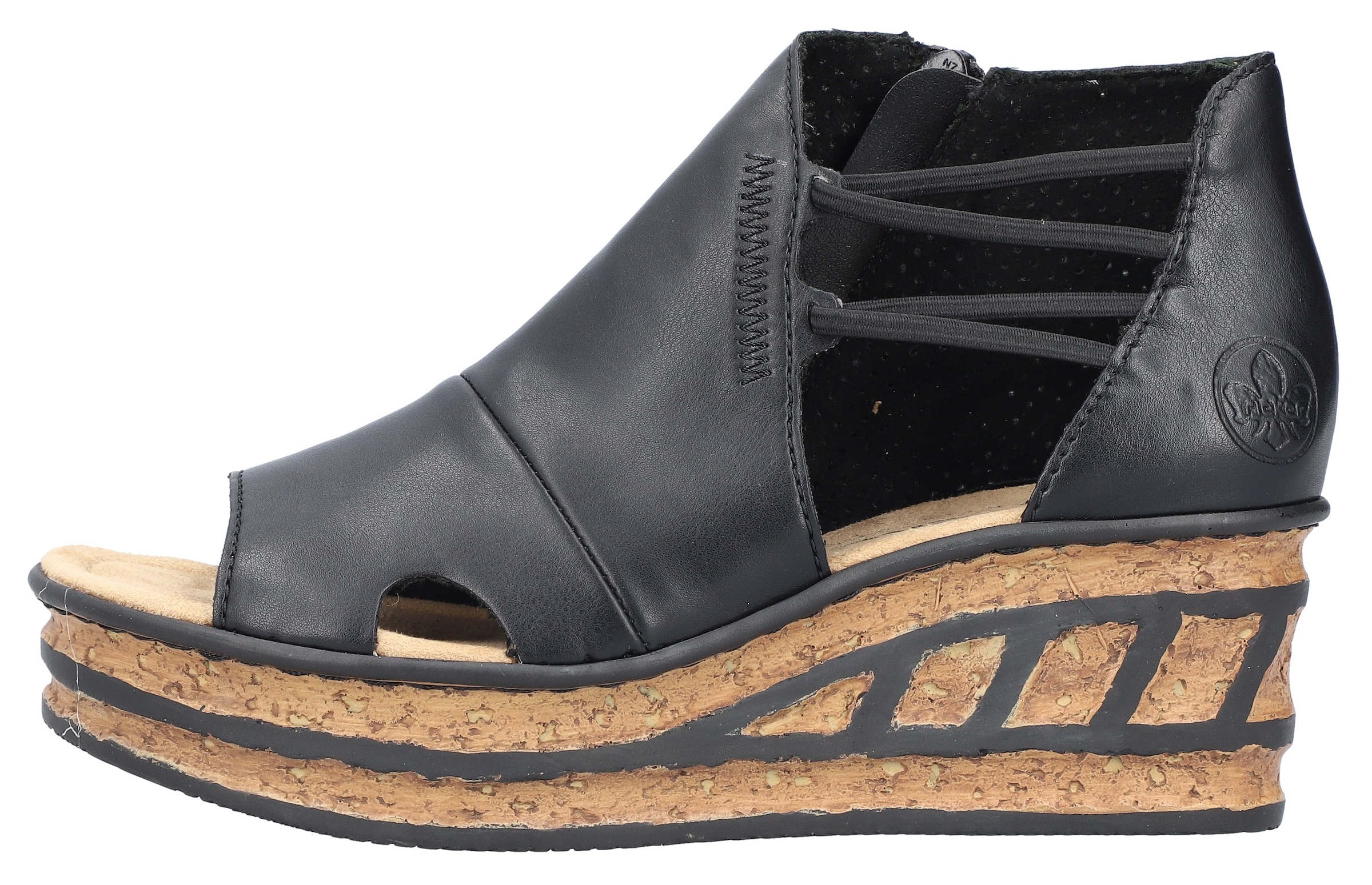 Rieker Keilsandalette  , Sommerschuh, Sandale, Keilabsatz, mit Innen-Reißverschluss