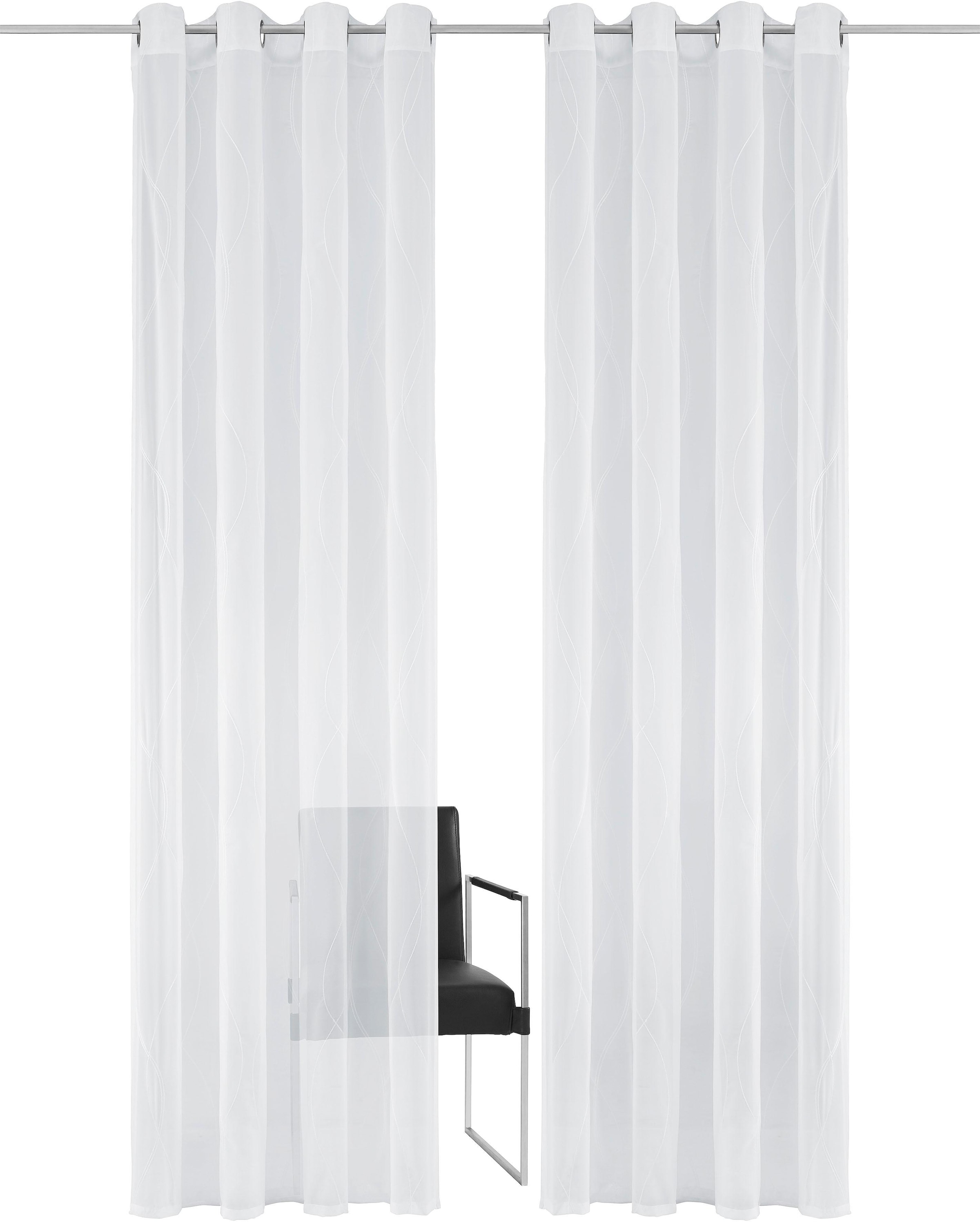 my home Gardine »Mila« Ösen 1 Stk. tlg. mit Wellenmuster bestickt, monochro günstig online kaufen