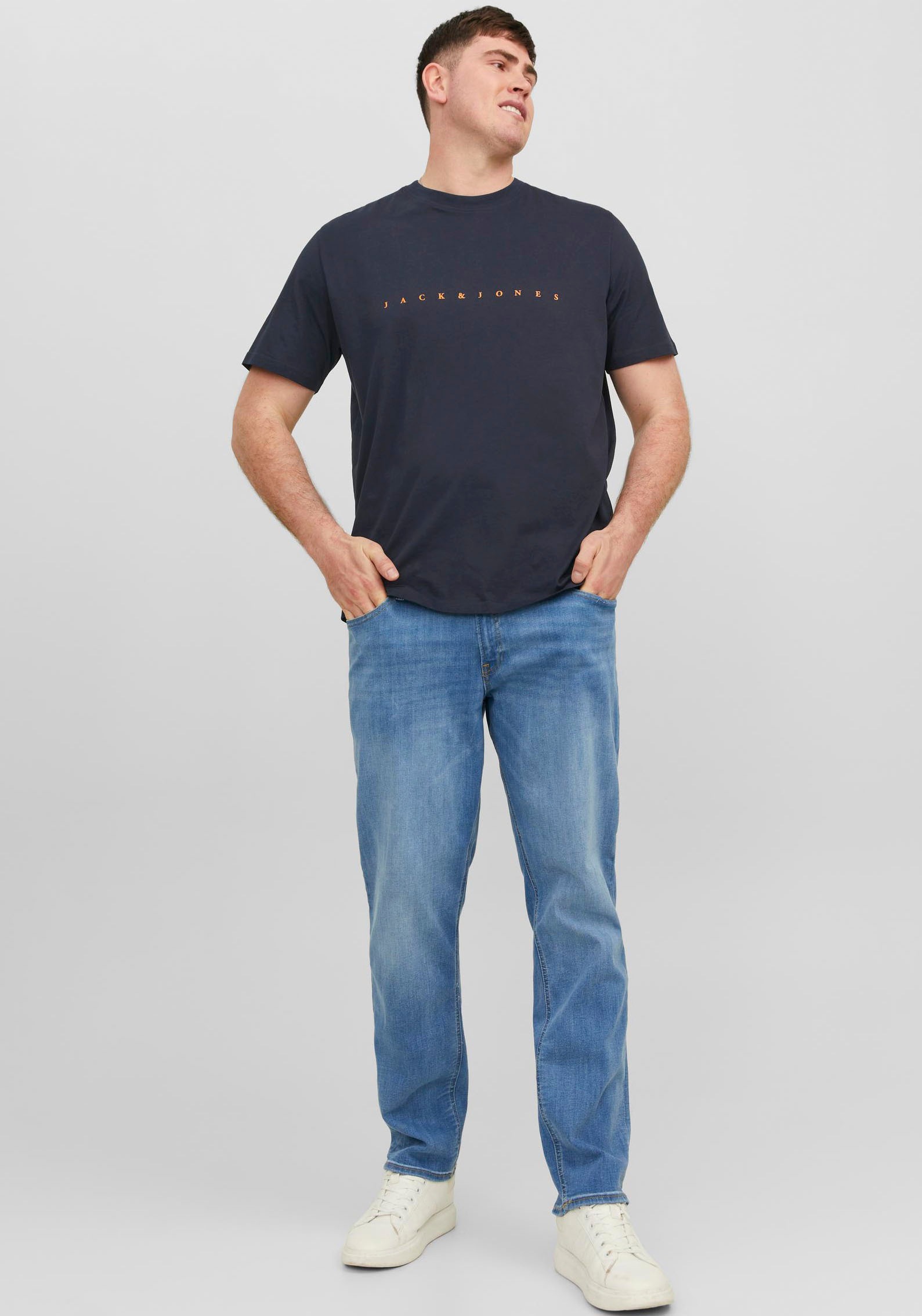 Jack & Jones PlusSize Rundhalsshirt »JJESTAR JJ TEE SS NOOS PLS« Baumwolle, regular fit