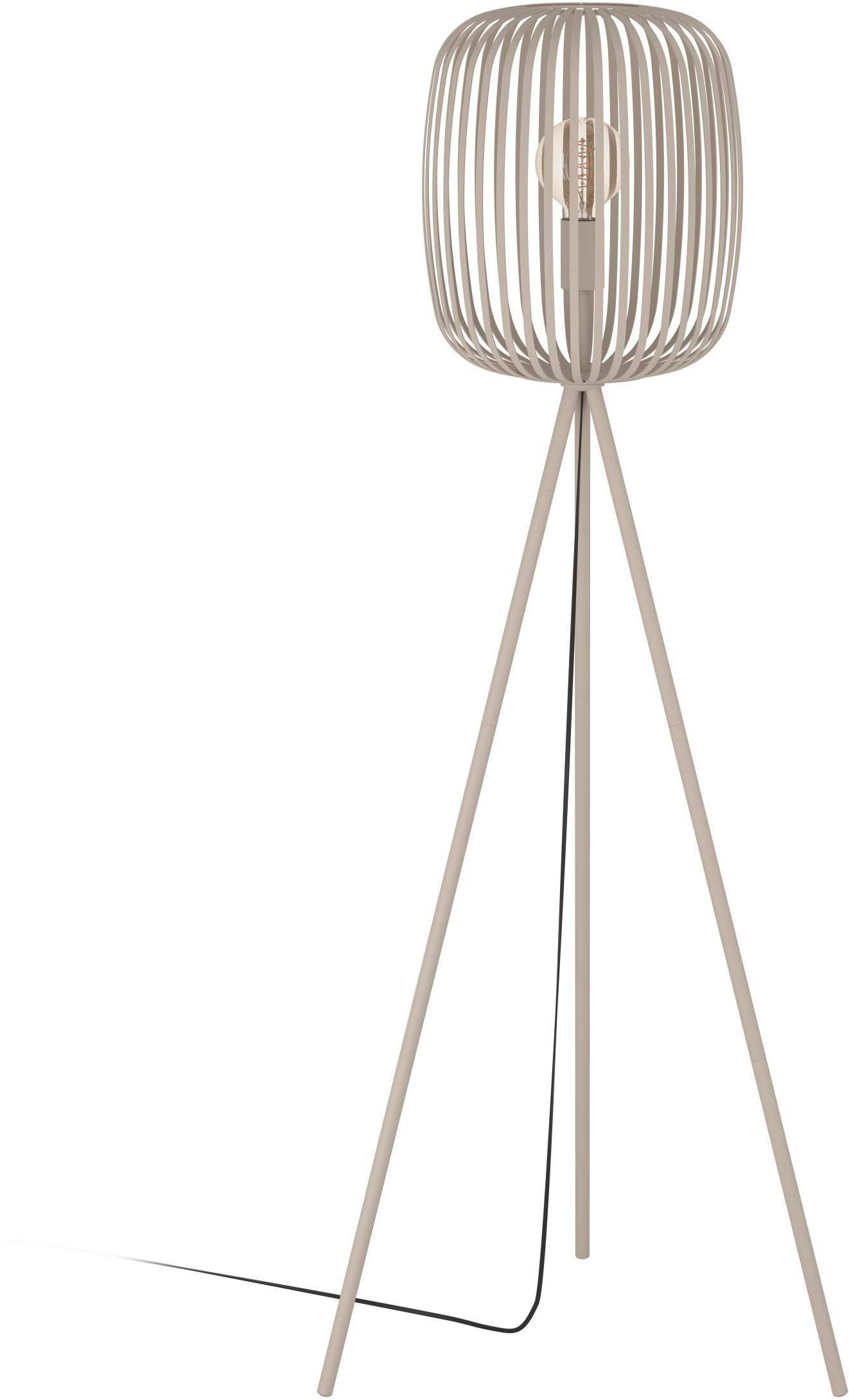EGLO Stehlampe »Stehleuchte ROMAZZINA, exkl. E27, Stahl in sandfarben, Stehlampe«, 1 flammig, Leuchtmittel E27 | ohne Leuchtmittel, Stativ Standleuchte, Dreibein, 140,5x32,5cm, Wohnzimmerlampe