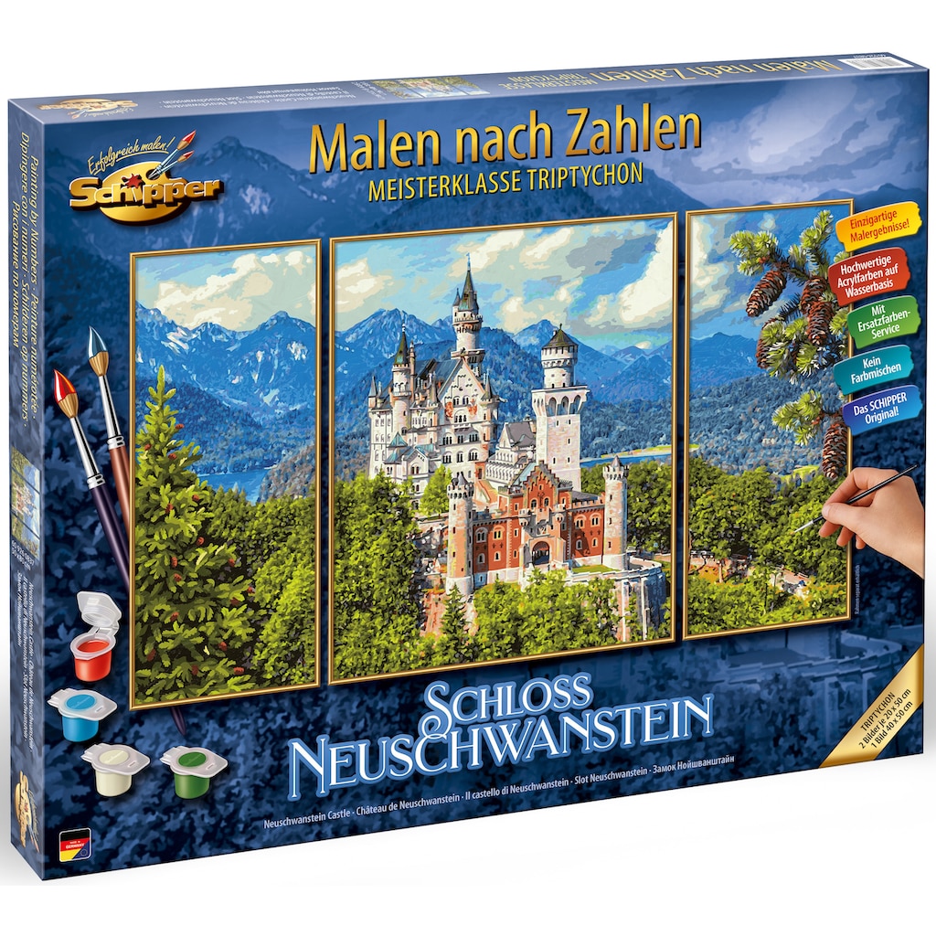 Schipper Malen nach Zahlen »Meisterklasse Triptychon - Schloss Neuschwanstein«, Made in Germany