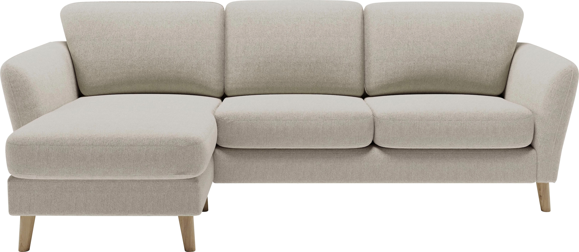 Home affaire Ecksofa »MARSEILLE (242/152cm),L-Form, Rec. rechts/links«, Massivholzbeine Eiche, Landhausstil, Wellenunterfederung