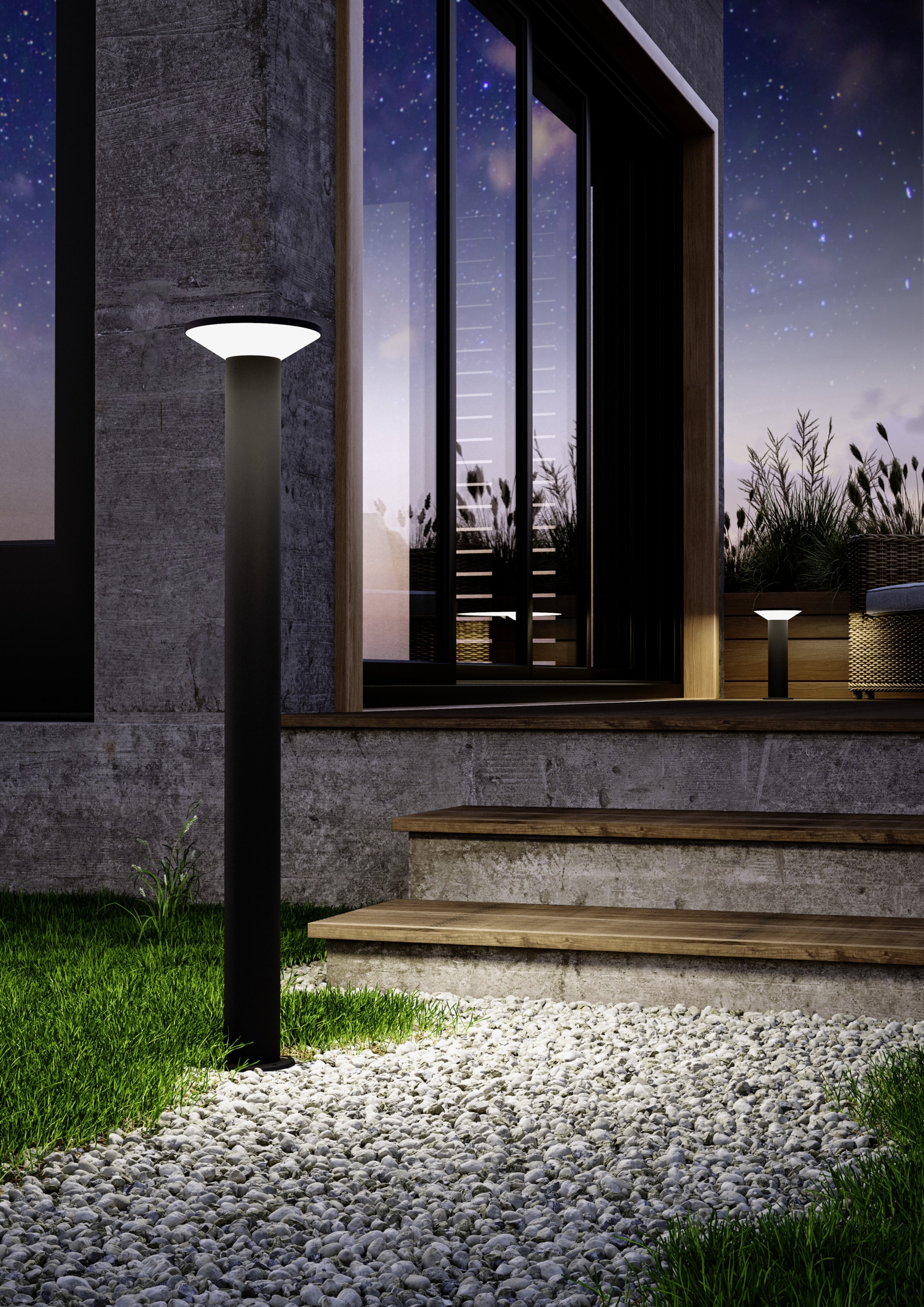 EGLO Stehlampe »RIGOSA Stehlampe - Stahl - schwarz - LED - 1X10W - IP44« LED-Modul 1 Stk. Warmweiß Wegeleuchte, Gartenbeleuchtung, Terrassenbeleuchtung, H100 x Ø18,5 cm