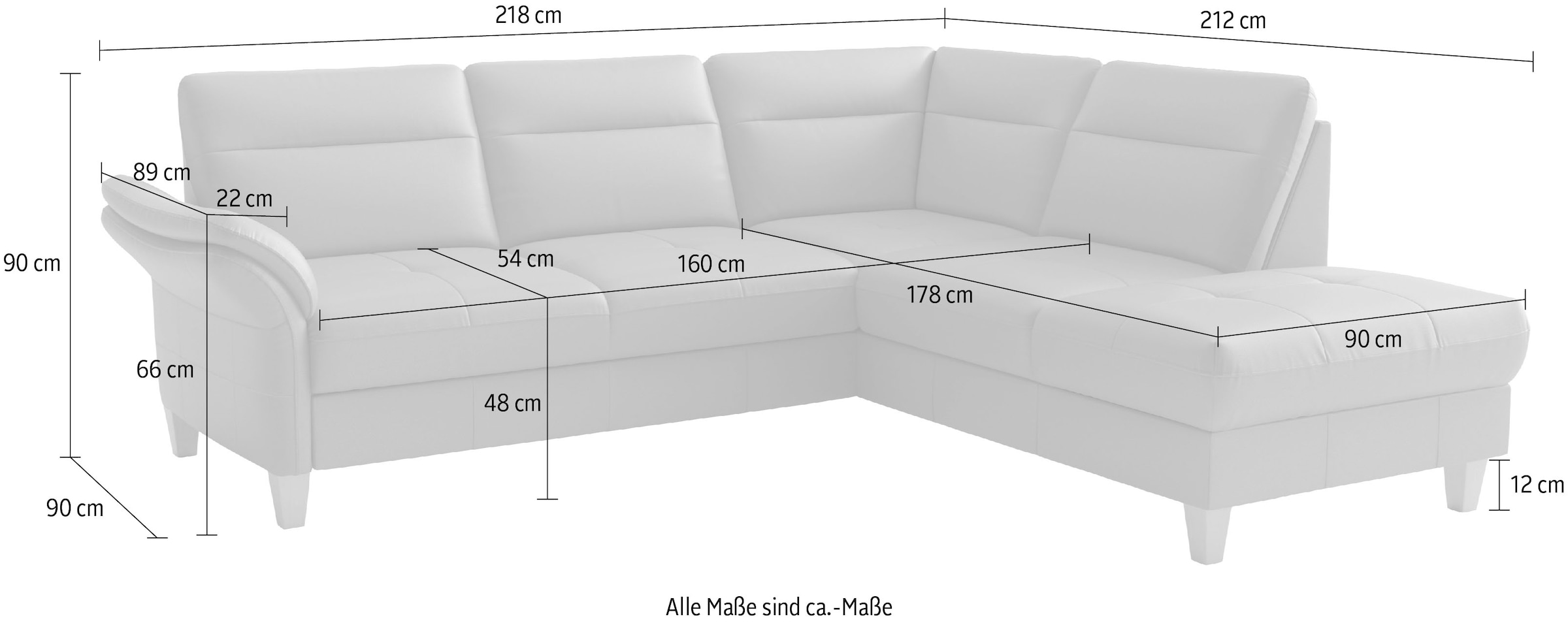 sit&more Ecksofa »Pamela L-Form, Leder, B: 218 cm« optional Armteilverstellung, Bettfunktion & Bettkasten