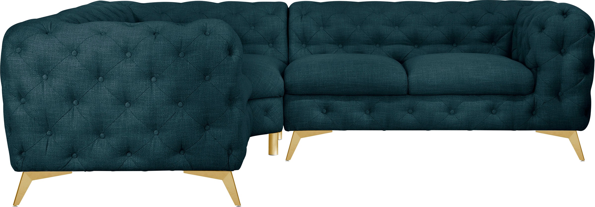 Leonique Chesterfield-Sofa »Ecksofa GLYNIS L-Form mit Wellenunterfederung, günstig online kaufen