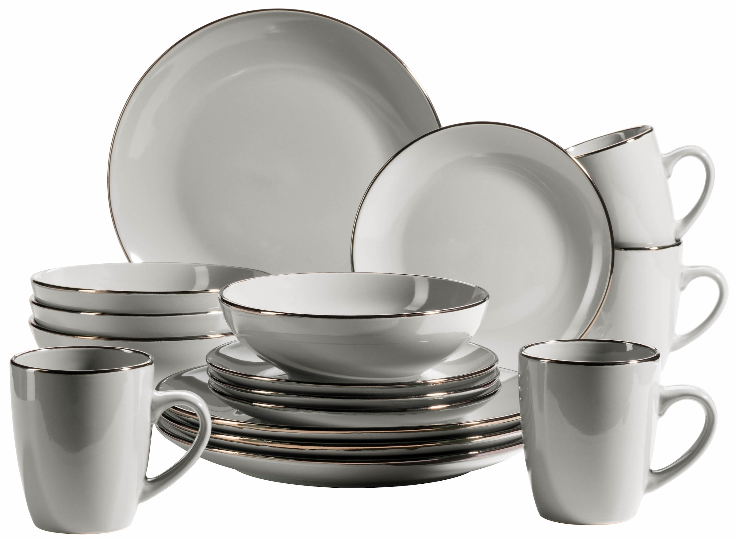 MÄSER Kombiservice »METALLIC RIM, Geschirr-Set, Steinzeug«