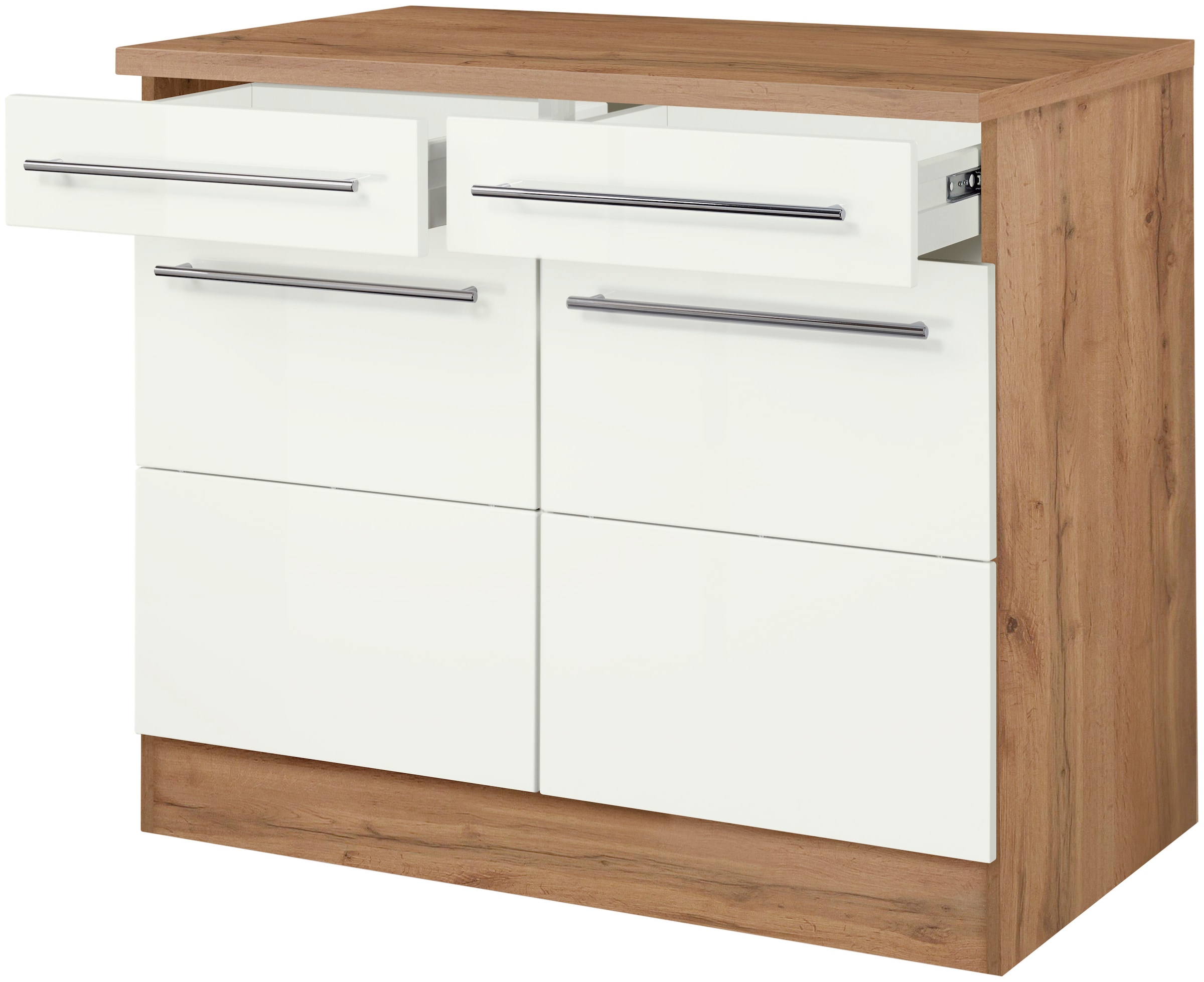 KOCHSTATION Unterschrank »KS-Wien« Breite 100 cm, 2 Türen, 2 Schubkästen, für viel Stauraum