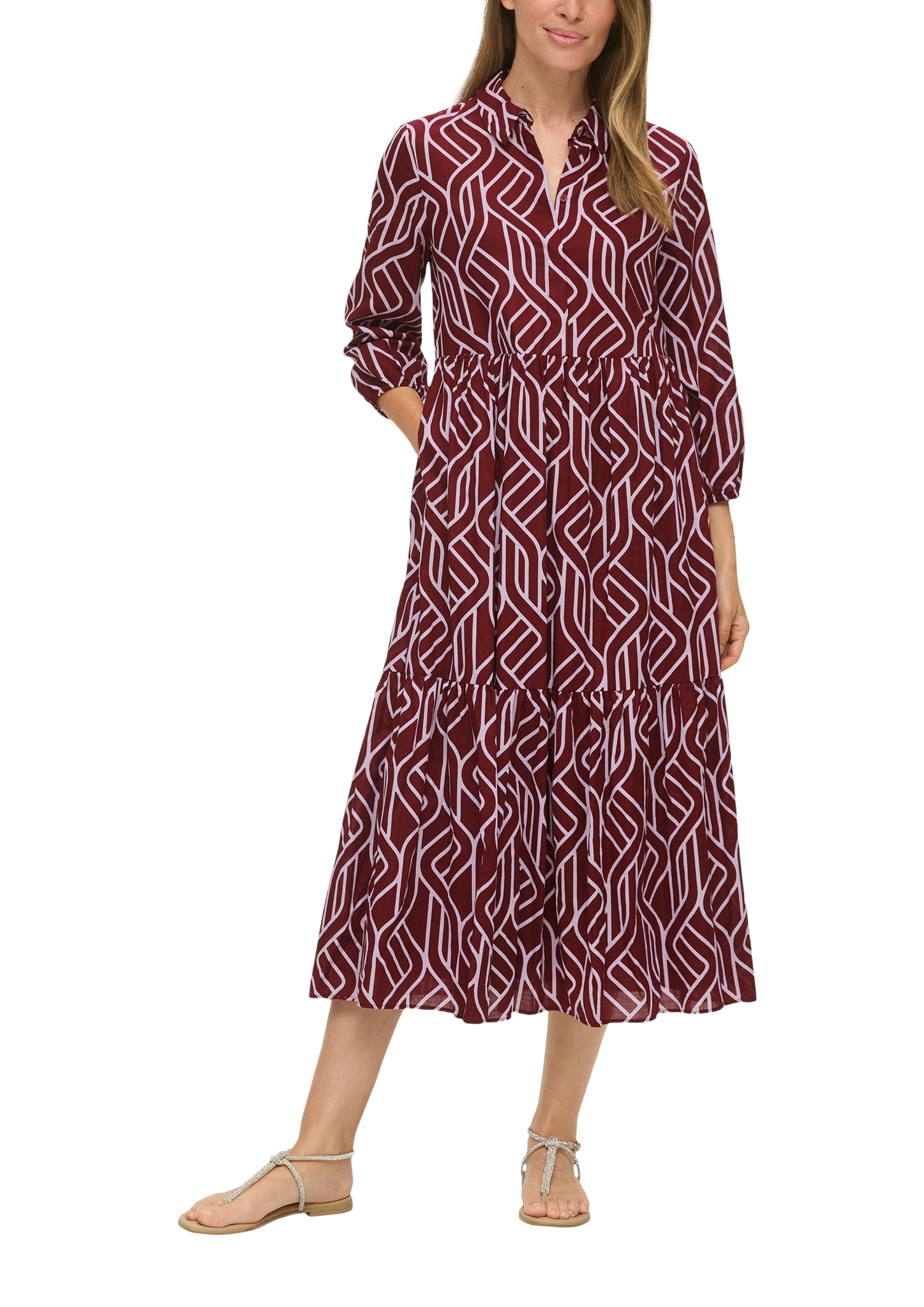 s.Oliver BLACK LABEL Tunikakleid, Langarm mit Allover-Print