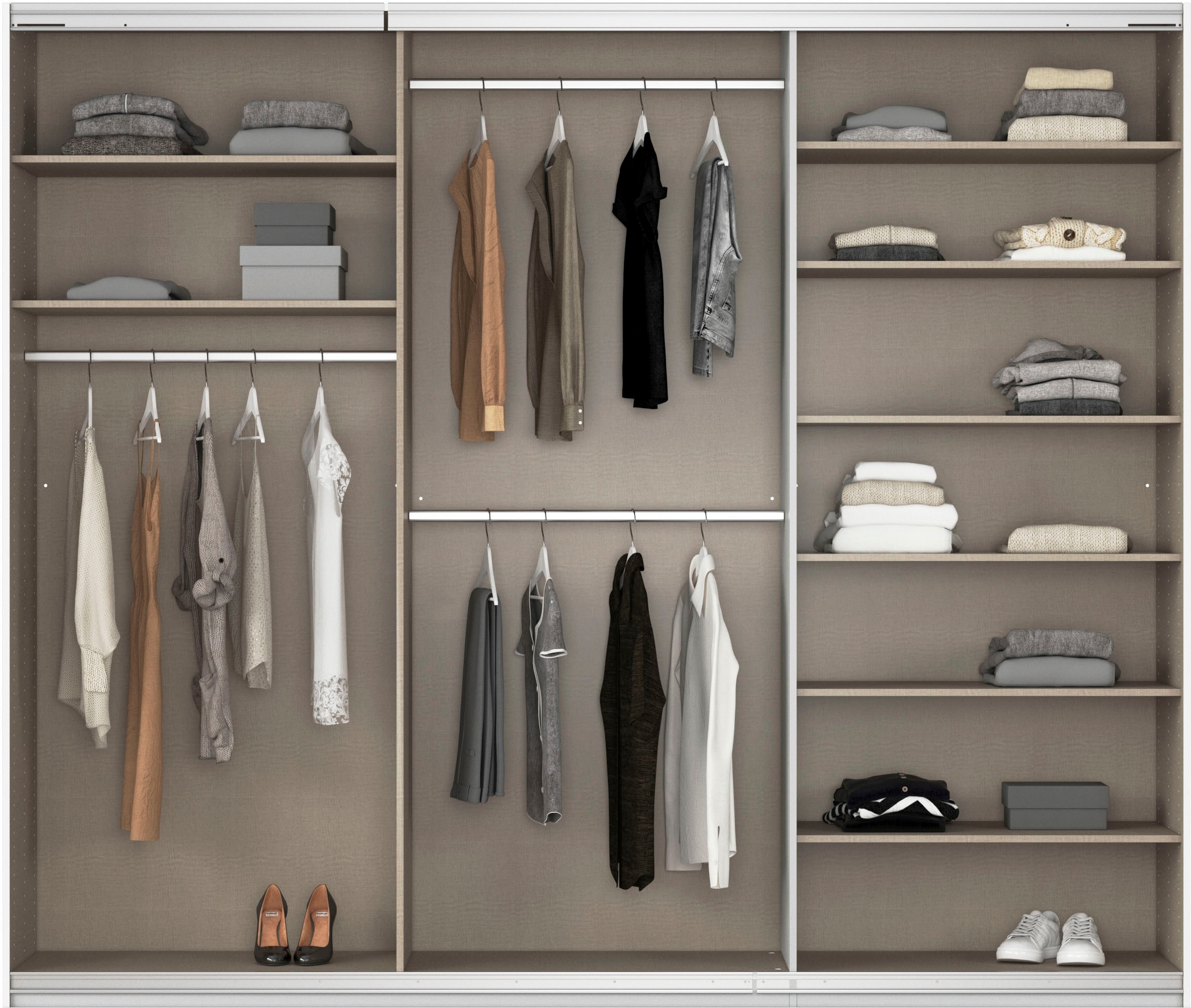 rauch Schwebetürenschrank »Kleiderschrank Schrank Garderobe AGORDO mit Glasfront«, durchdachte Innenausstattung, in 4 Breiten und 2 Höhen MADE IN GERMANY