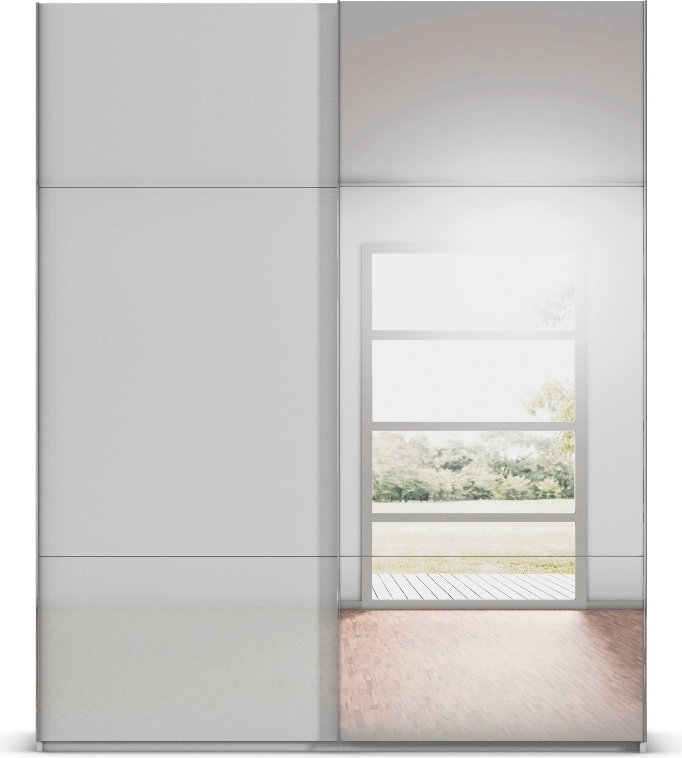 rauch Schwebetürenschrank »Kleiderschrank Schrank Garderobe Schlafzimmerschrank CONTIDO«, (in 3 verschiedenen Ausstattungen BASIC/CLASSIC/PREMIUM), aus hochwertigem Material in 6 Breiten 2 Griff-Farben MADE IN GERMANY