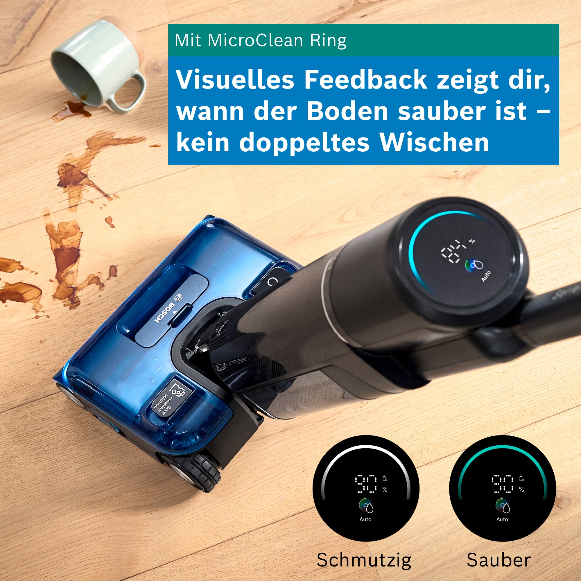 BOSCH Nass-Trocken-Sauger »OneFlow Serie 6 BHF61BM/BHF61BS, Selbstantrieb, 24kPA, 180°Neigung« Anti-Haarverwicklung, LED-Licht, Selbstreinigung, 40 min Akku / 150m²
