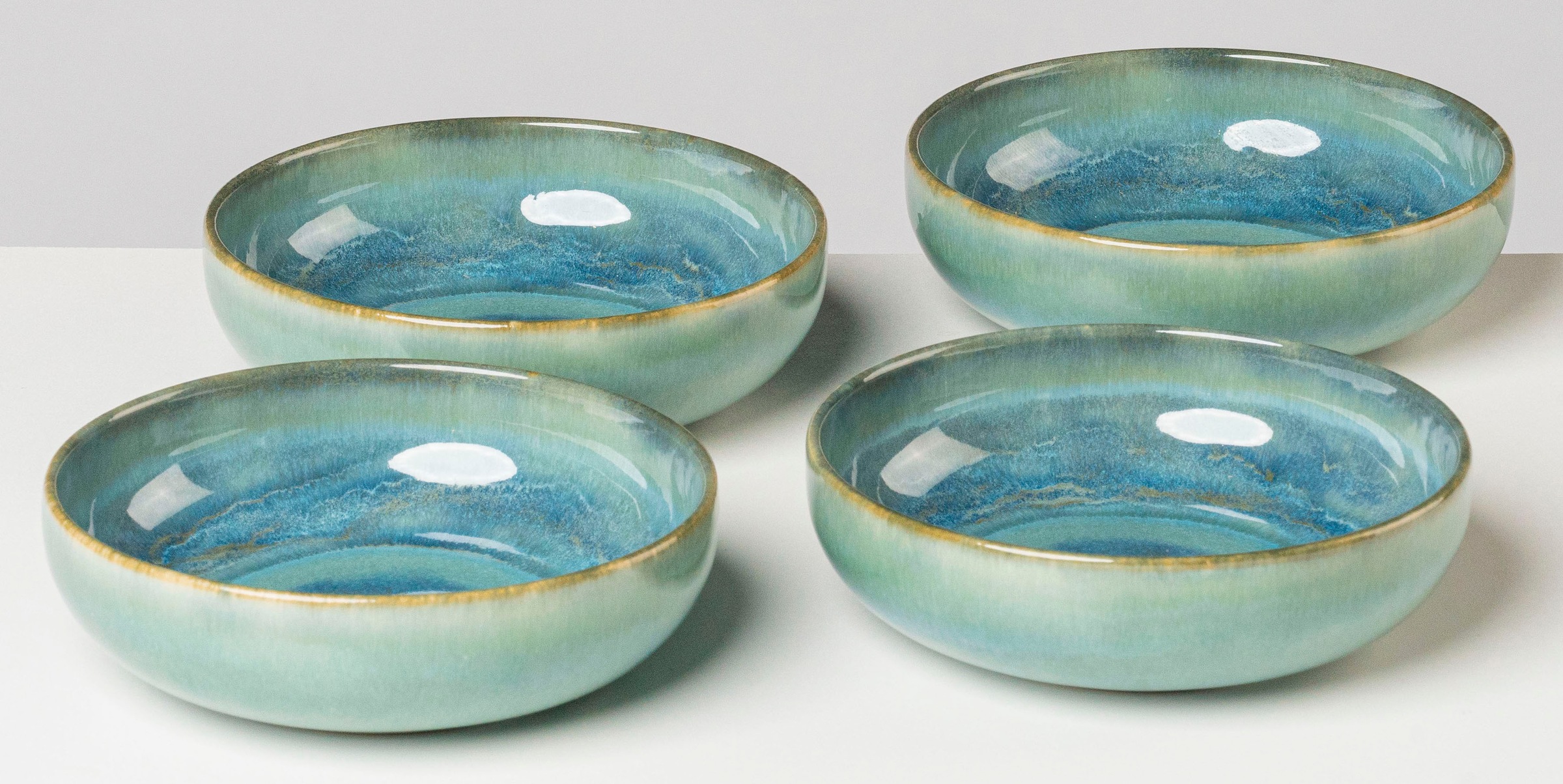 gipfelstück Müslischale »Tiefer See« 4 Stk. aus Steinzeug Scandi-Style, glä günstig online kaufen