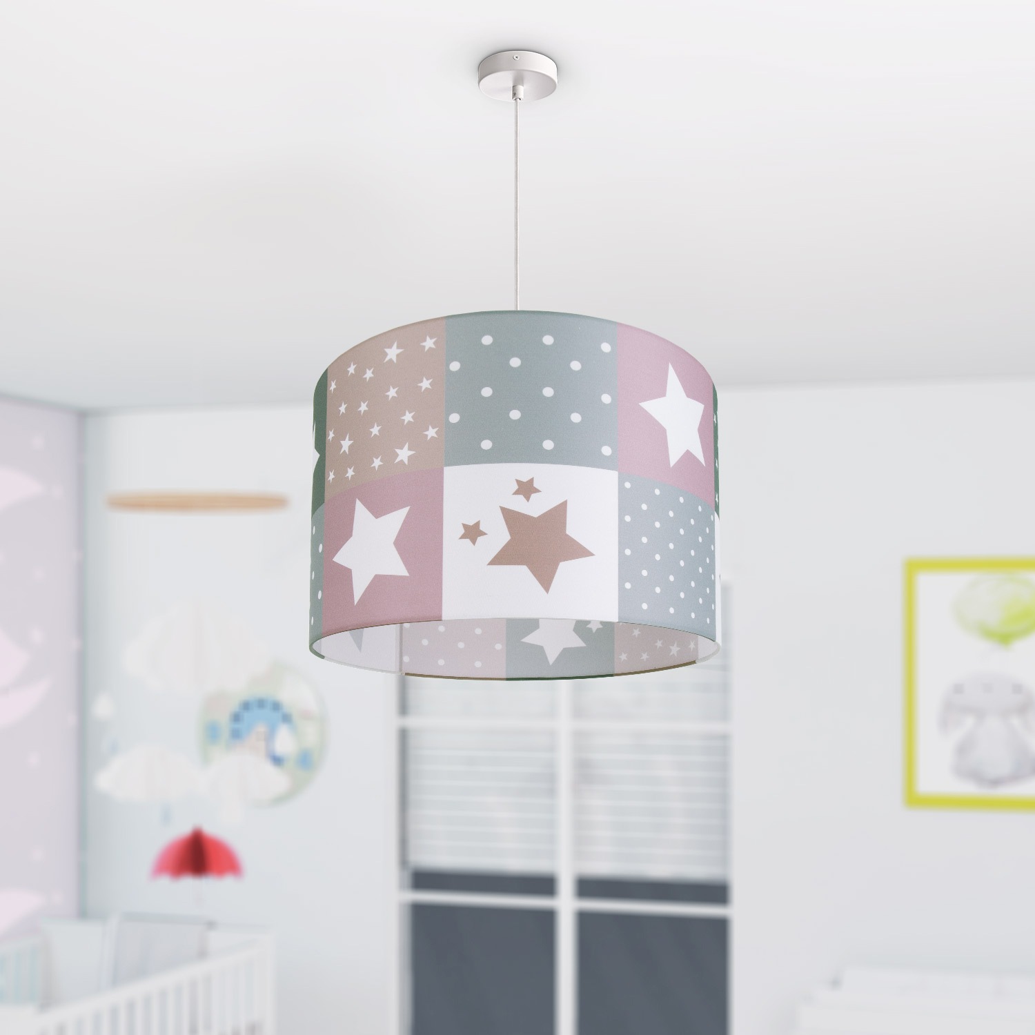 Paco Home Pendelleuchte »Cosmo 345«, 1 flammig, Leuchtmittel E27 | ohne Leuchtmittel, Kinderlampe Deckenlampe LED Kinderzimmer Lampe Sternen Motiv E27