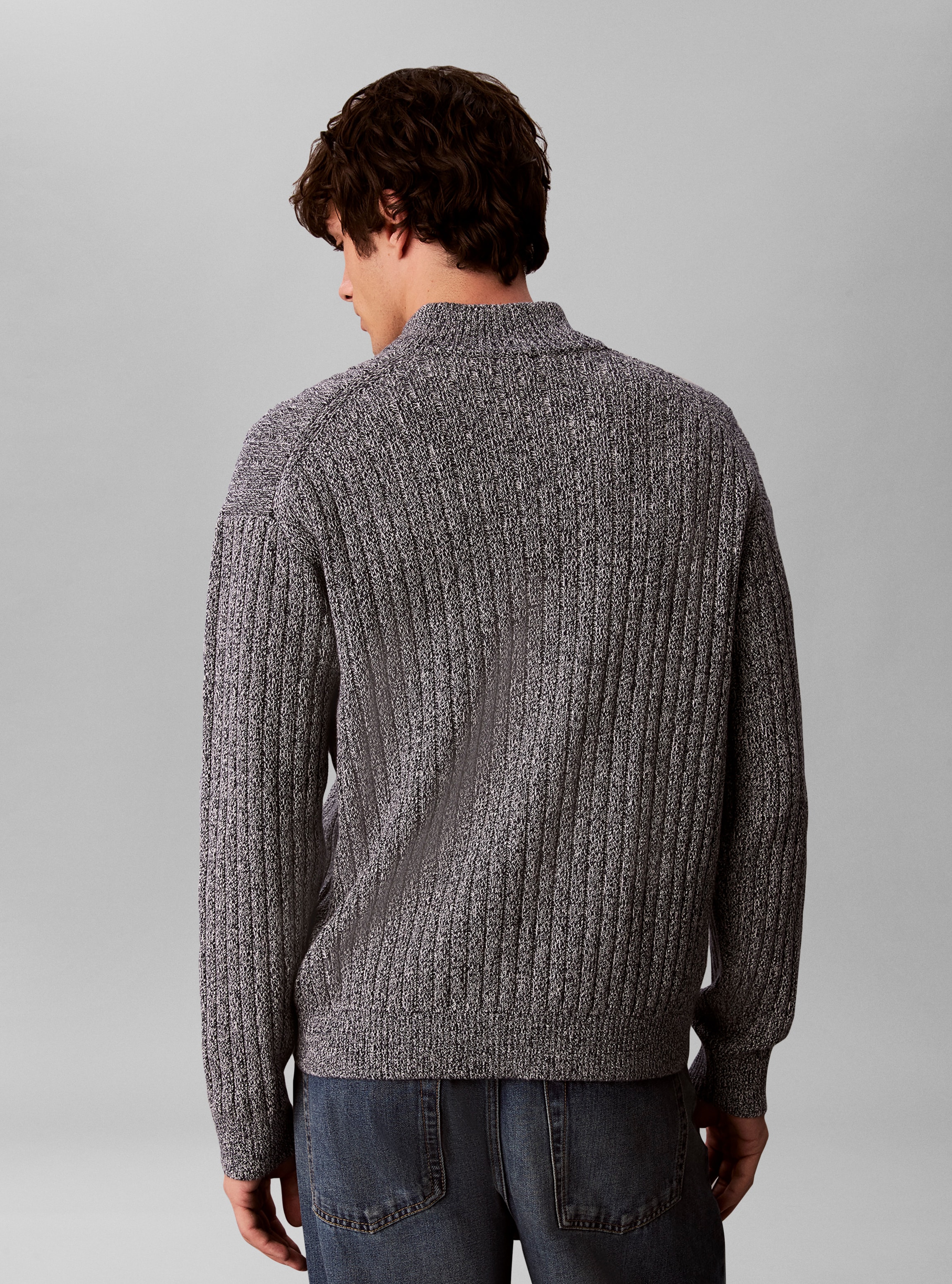 Calvin Klein Jeans Rundhalspullover »VERTICAL TEXTURE COTTON« Regular fit mit 2-Wege-Reißverschluss