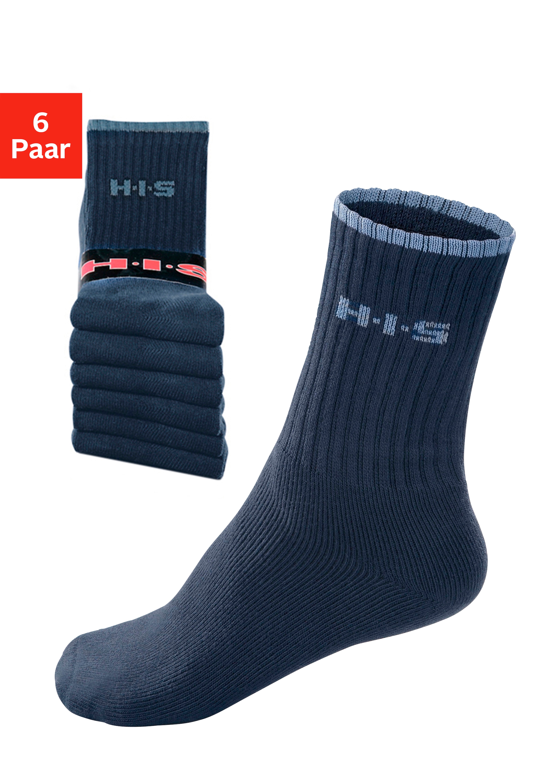 H.I.S Sportsocken, (Packung, 6 Paar), mit Frottee & verstärkten Belastungszonen