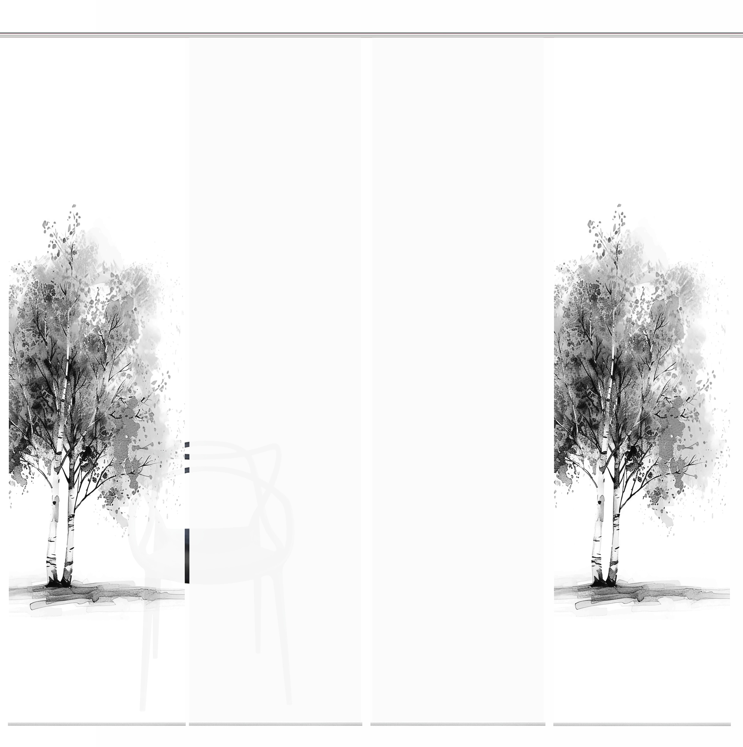 HOME WOHNIDEEN Schiebegardine »TREE« Paneelwagen 4 Stk. tlg. Schiebewand Seidenoptik, SET, Digitaldruck