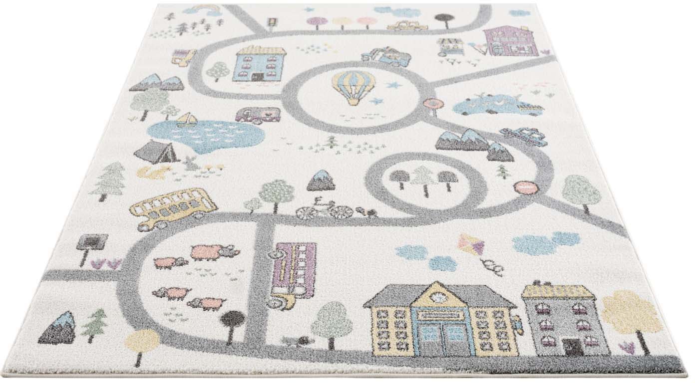 Carpet City Kinderteppich »Anime9376«, rechteckig, Straßen-Spiel-Teppich, Auto, Weicher Flor, Pflegeleicht, Kinderzimmer