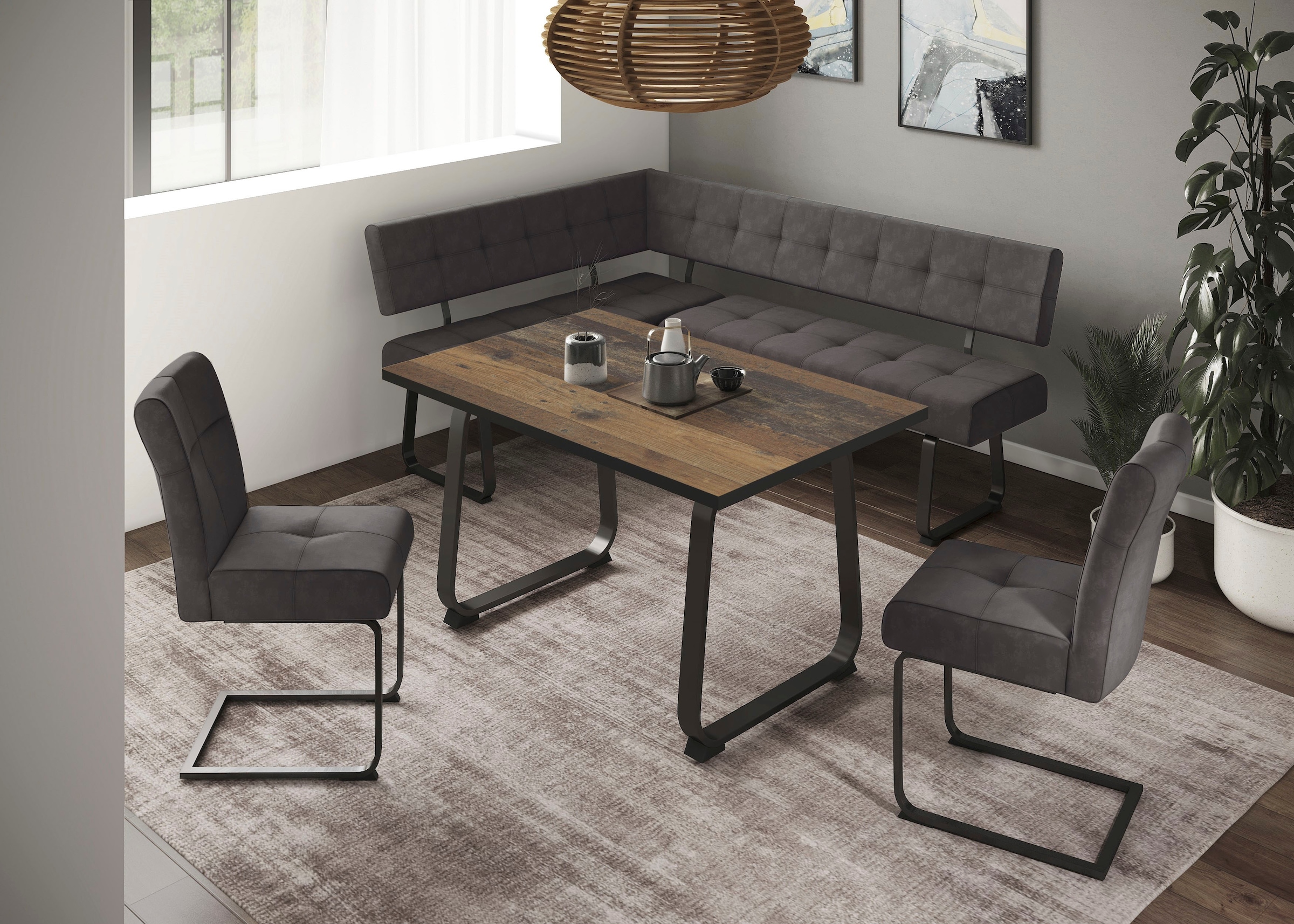 HELA Essgruppe »RUHR« 4 Stk. tlg. Kufentisch 140x90 cm, Schwingstuhl und Ba günstig online kaufen