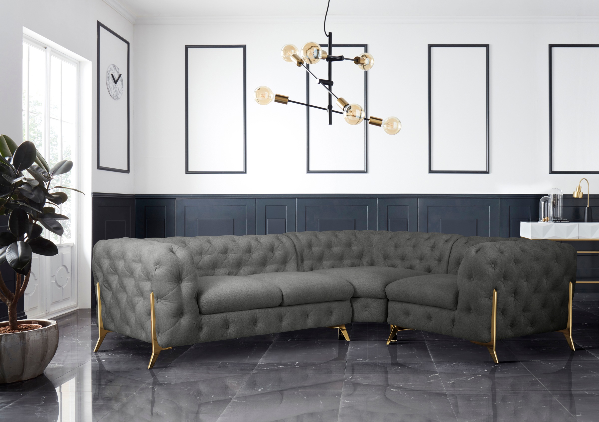 Leonique Chesterfield-Sofa »Amaury L-Form«, moderne Chersterfield-Optik, Br günstig online kaufen