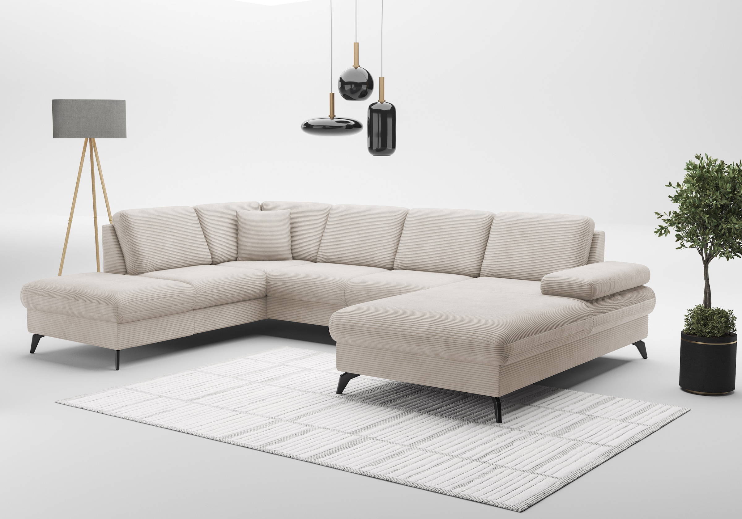 sit&more Wohnlandschaft »Morris Jubi U-Form«, inkl. Armteilfunktion und 1 Zierkissen, wahlweise mit Bettfunktion