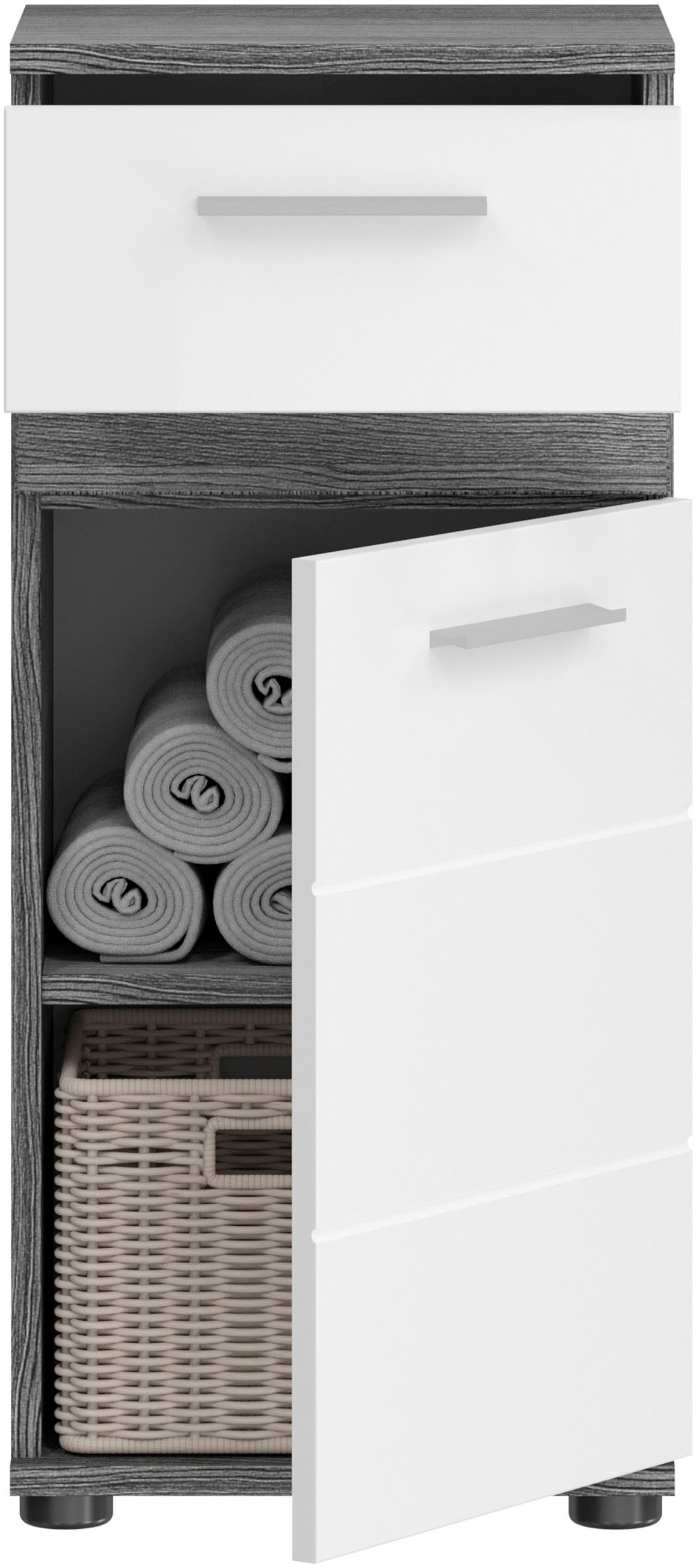 welltime Unterschrank »LUCCA, TOPSELLER!, Breite 35cm, 1 Tür (TA wechselbar), 1 Schubkasten«, MDF Front, Badmöbel, Badschrank, Schrank, Bad, Badezimmer