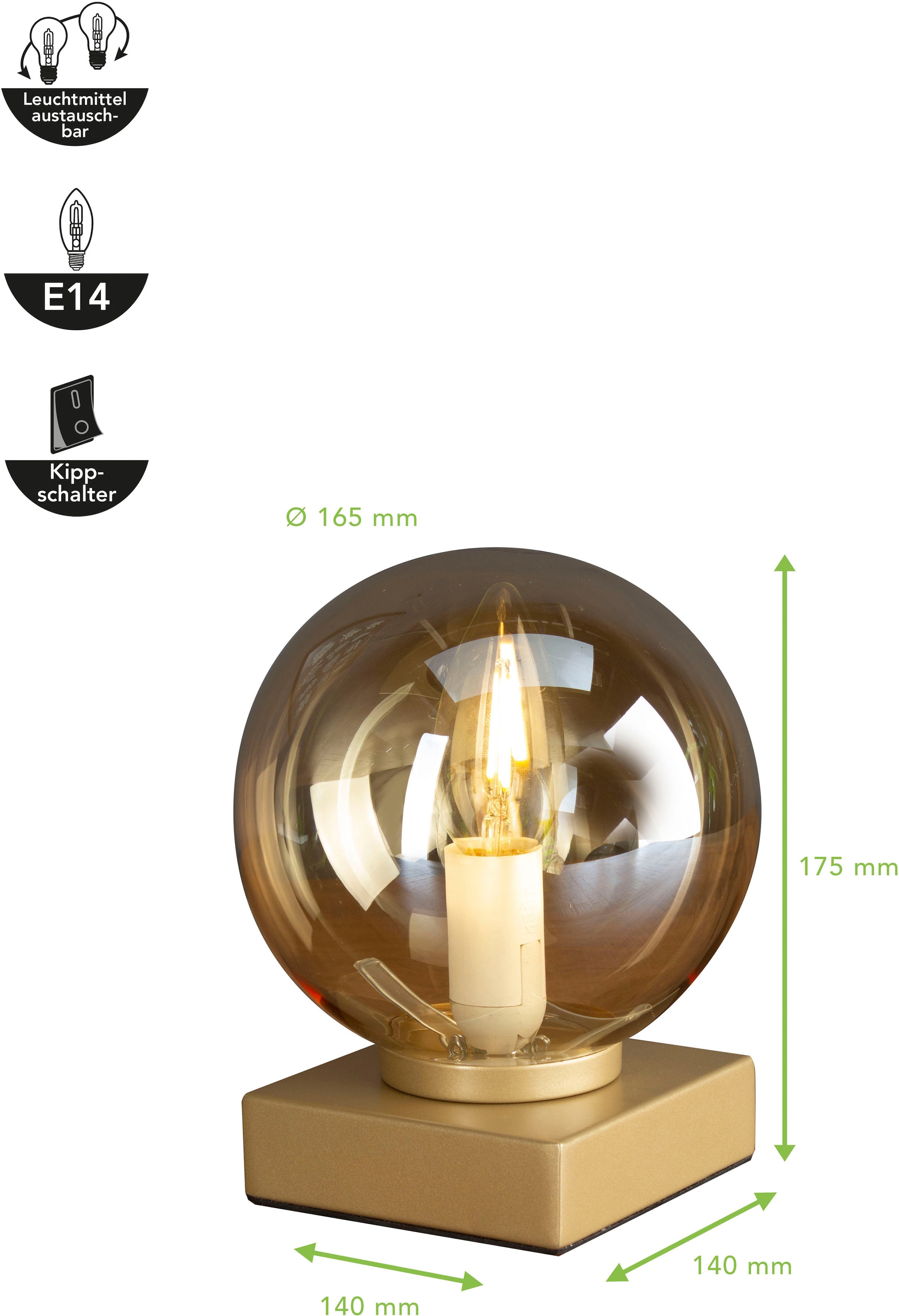 ECO-LIGHT Tischleuchte »Pluto«, Leuchtmittel E14 | Leuchtmittel wechselbar